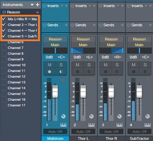 Rewire channel mixer screen