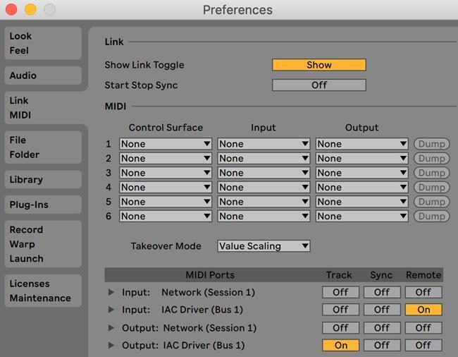 picture showing midi preferences