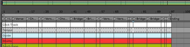 picture showing different names of locators by section of song