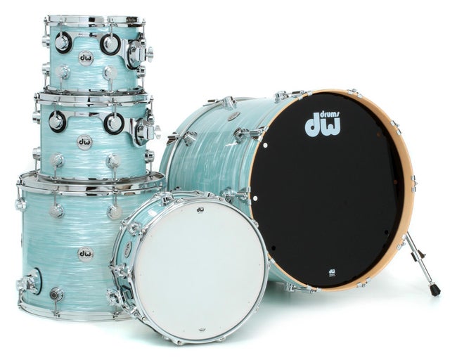 DW-Collectors-Series-Finish-Ply-5-Piece-Shell-Pack-Pale-Blue-Oyster-with-Chrome-Hardware