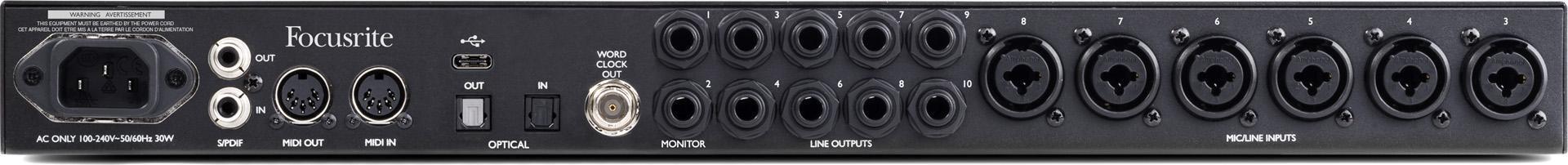 Focusrite Clarett+ 8Pre USB-C Audio Interface Rear