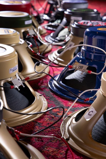 Speakers wired up in series/parallel for break-in.