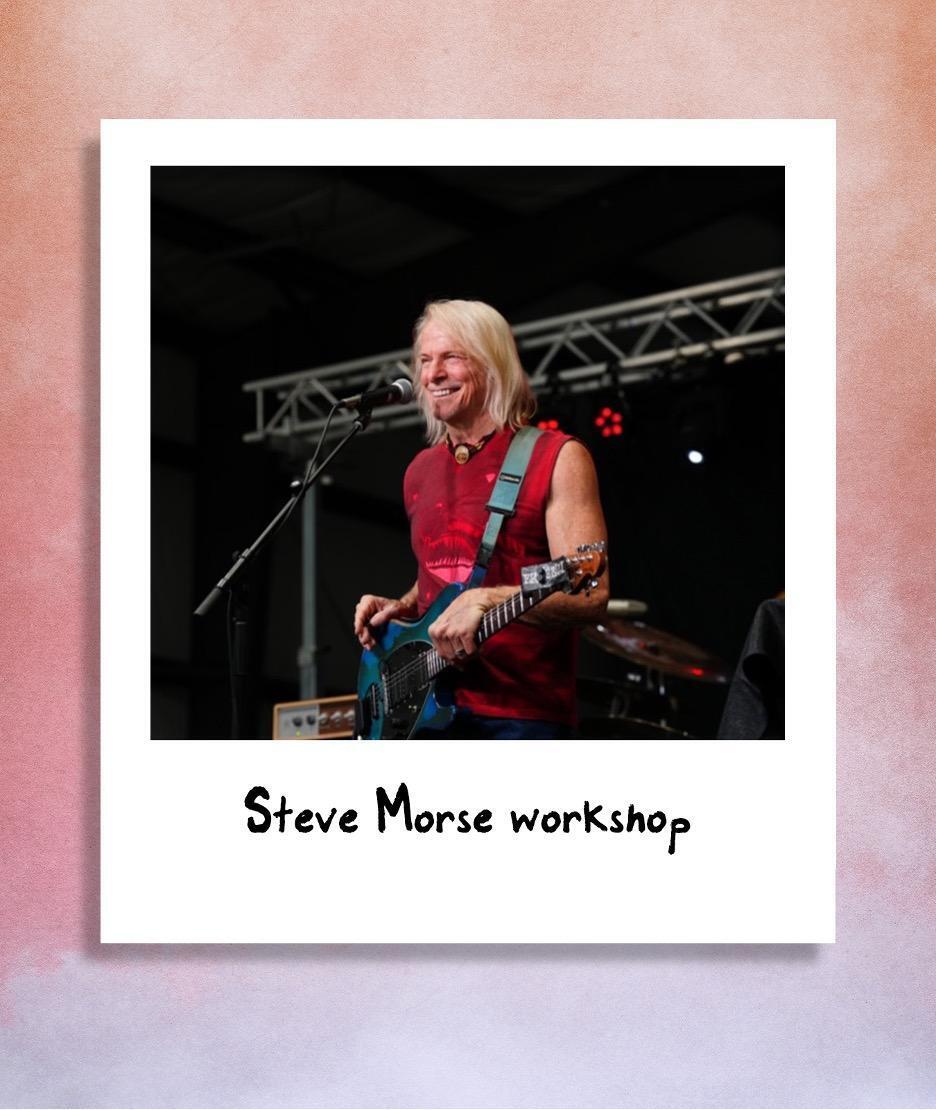 A polaroid of the Steve Morse Workshop at Woodshed 2024.