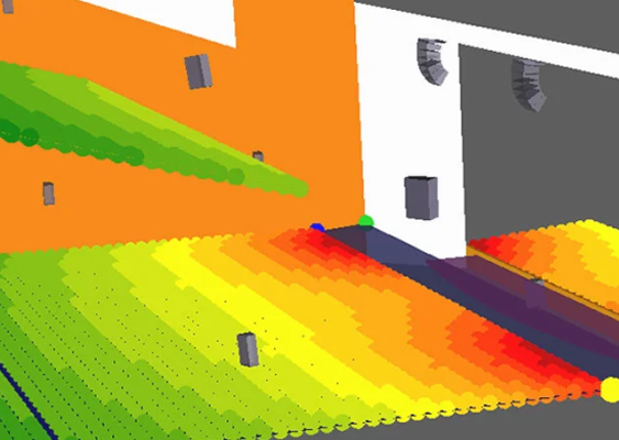 A rendering of the acoustics of a theater or auditorium