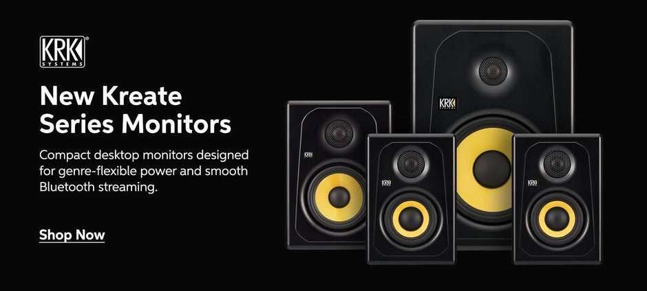 New from KRK – Kreate Series Monitors Compact desktop monitors designed for genre-flexible power and smooth Bluetooth streaming. Shop Now