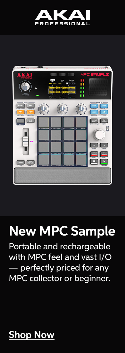 Akai Professional New MPC Sample - Portable and rechargeable with MPC feel and vast I/O — perfectly priced for any MPC collector or beginner - shop now