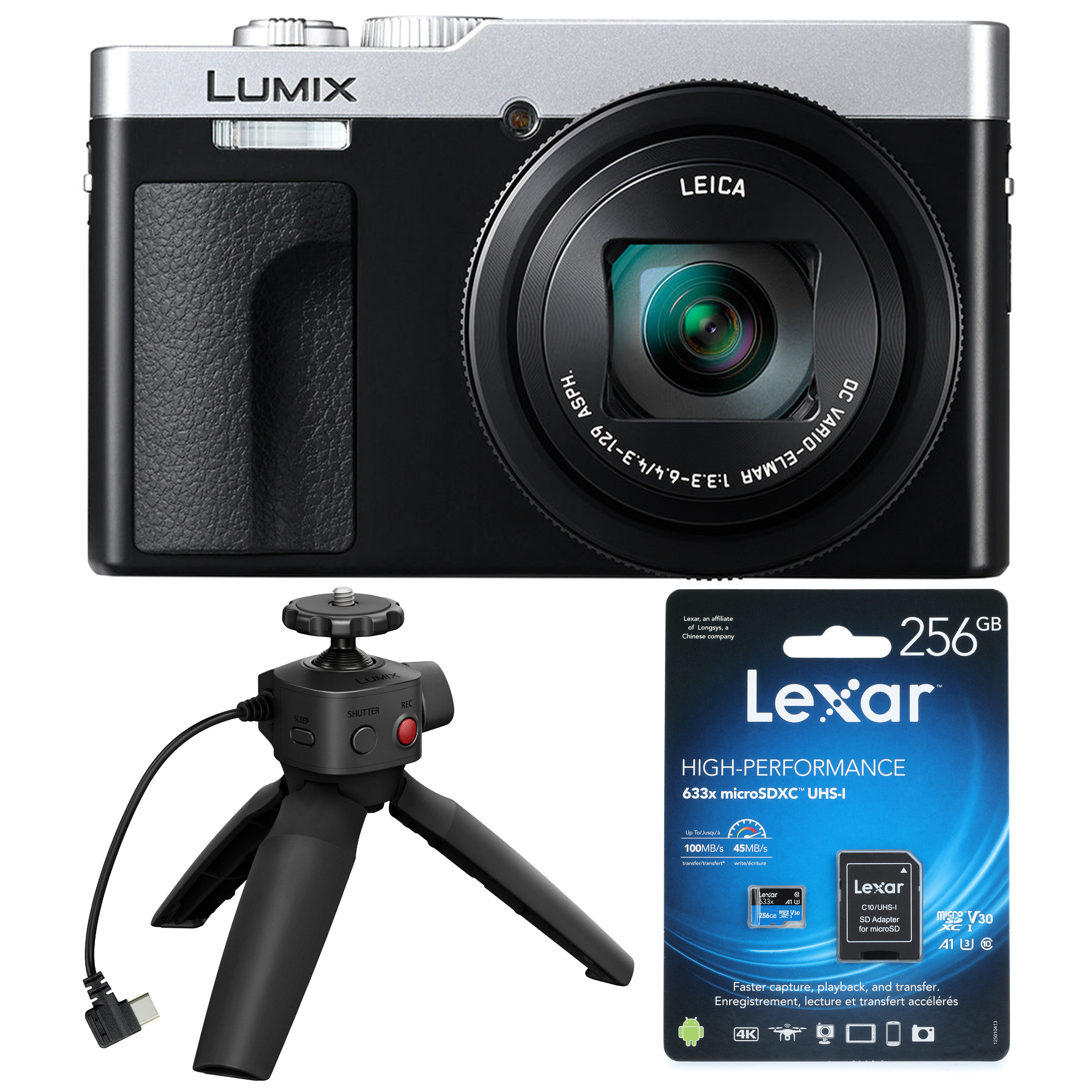 Photo of Panasonic Lumix ZS99 Compact Point and Shoot Camera with Tripod Grip and MicroSDXC Card