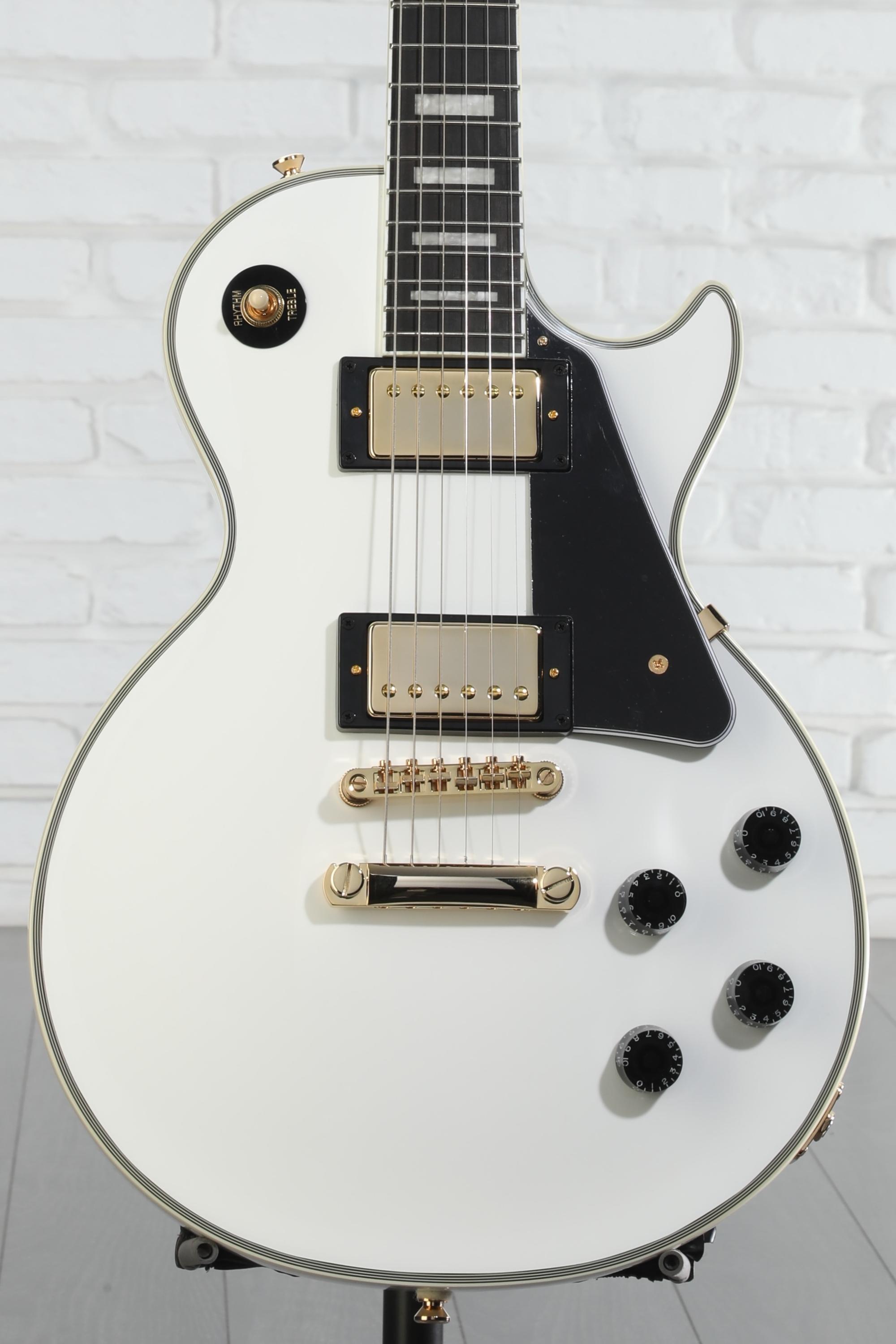 ギター Epiphone Les Paul Custom Pro White Epiphone Les Paul Custom Pro Electric Guitar - Alpine White