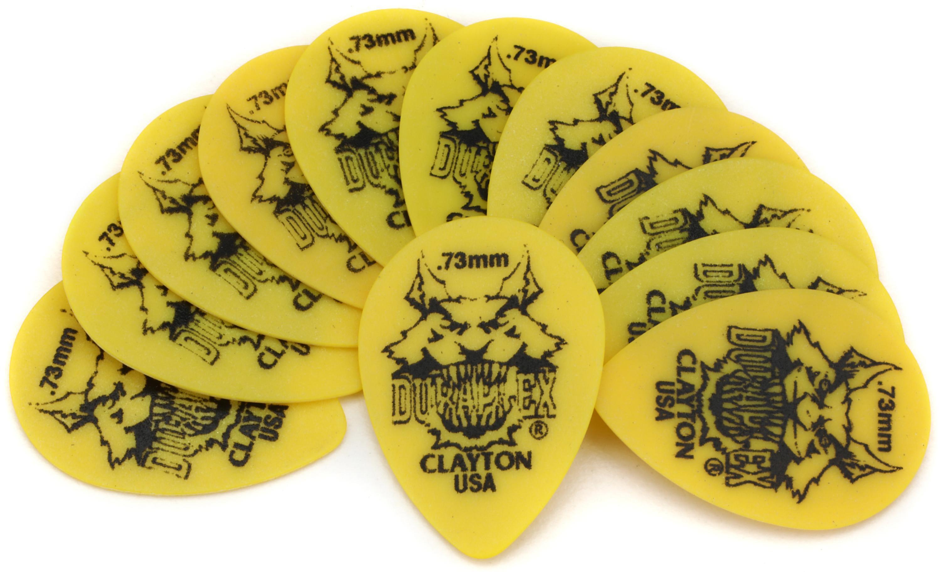 Photo of Clayton Duraplex Small Teardrop Guitar Picks - .73mm, Yellow, 12-pack