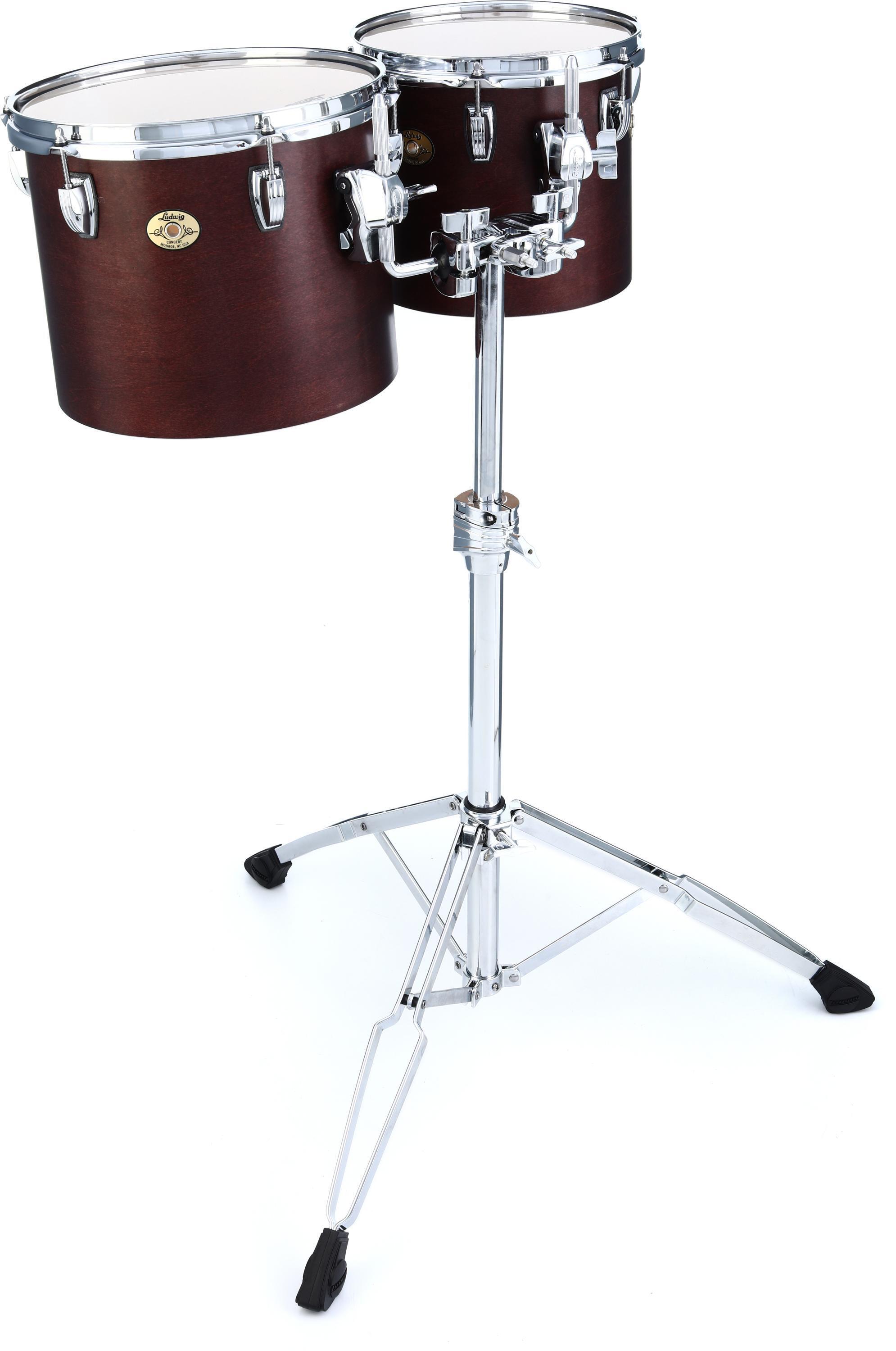 Photo of Ludwig Single-headed Concert Tom Set - 10 inches and 12 inches, Satin Mahogany