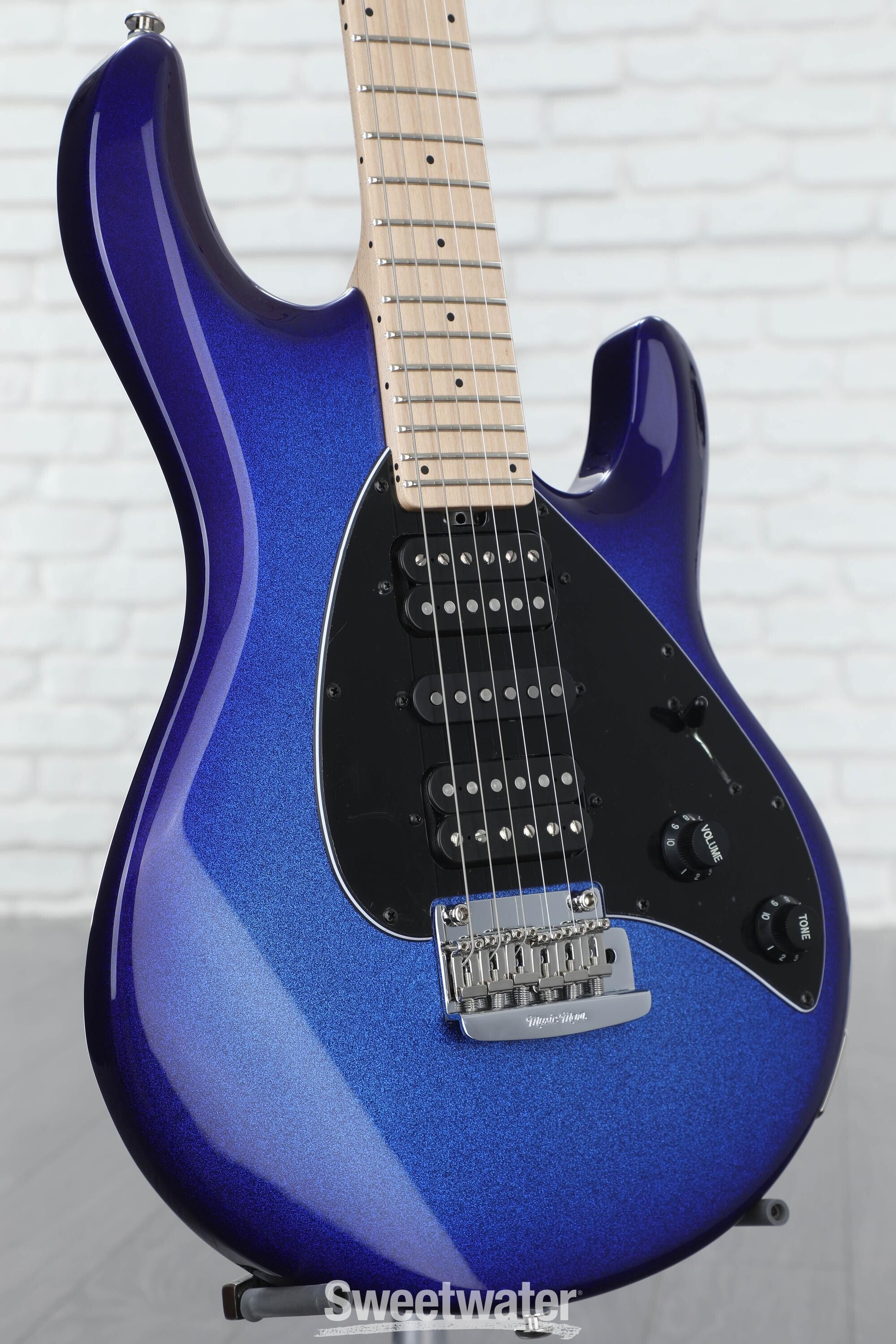 Ernie Ball Music Man Silhouette HSH Trem Electric Guitar - Pacific Blue  Sparkle, Sweetwater Exclusive