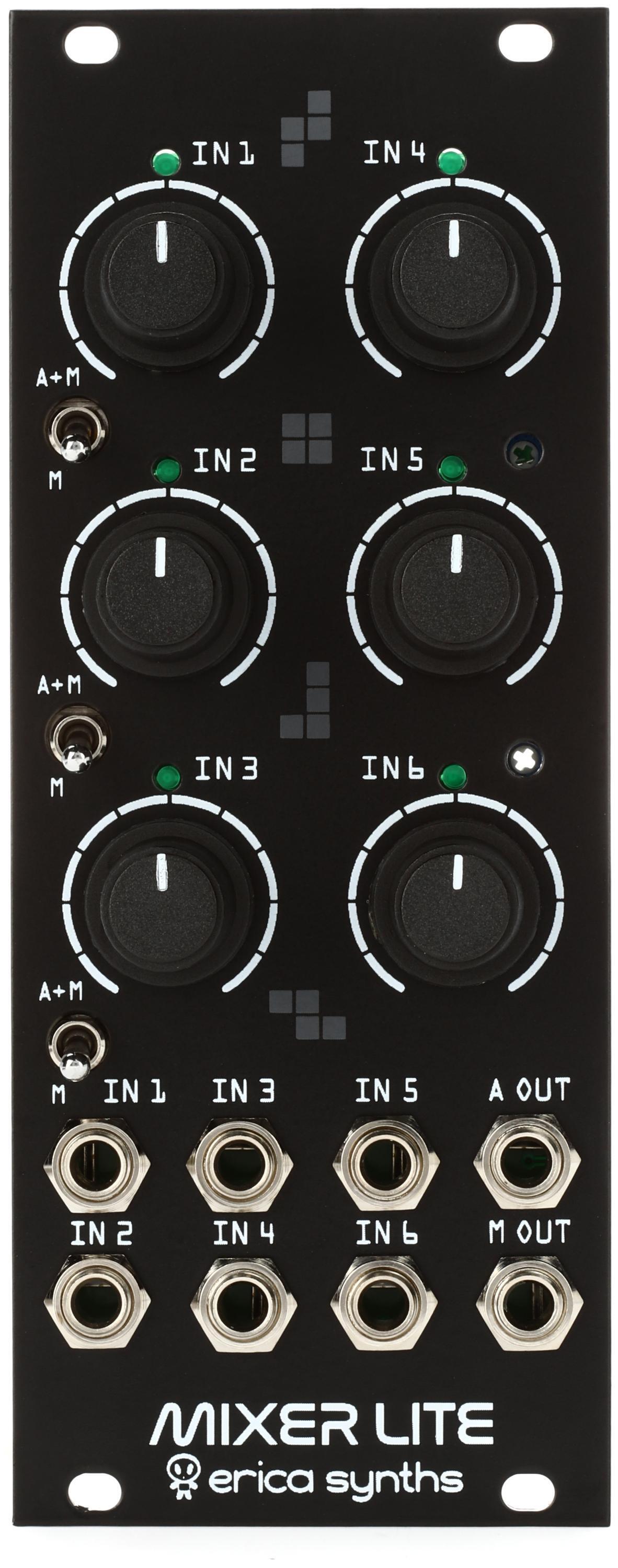 Erica Synths Drum Mixer Lite Six Input Mixer Eurorack Module with