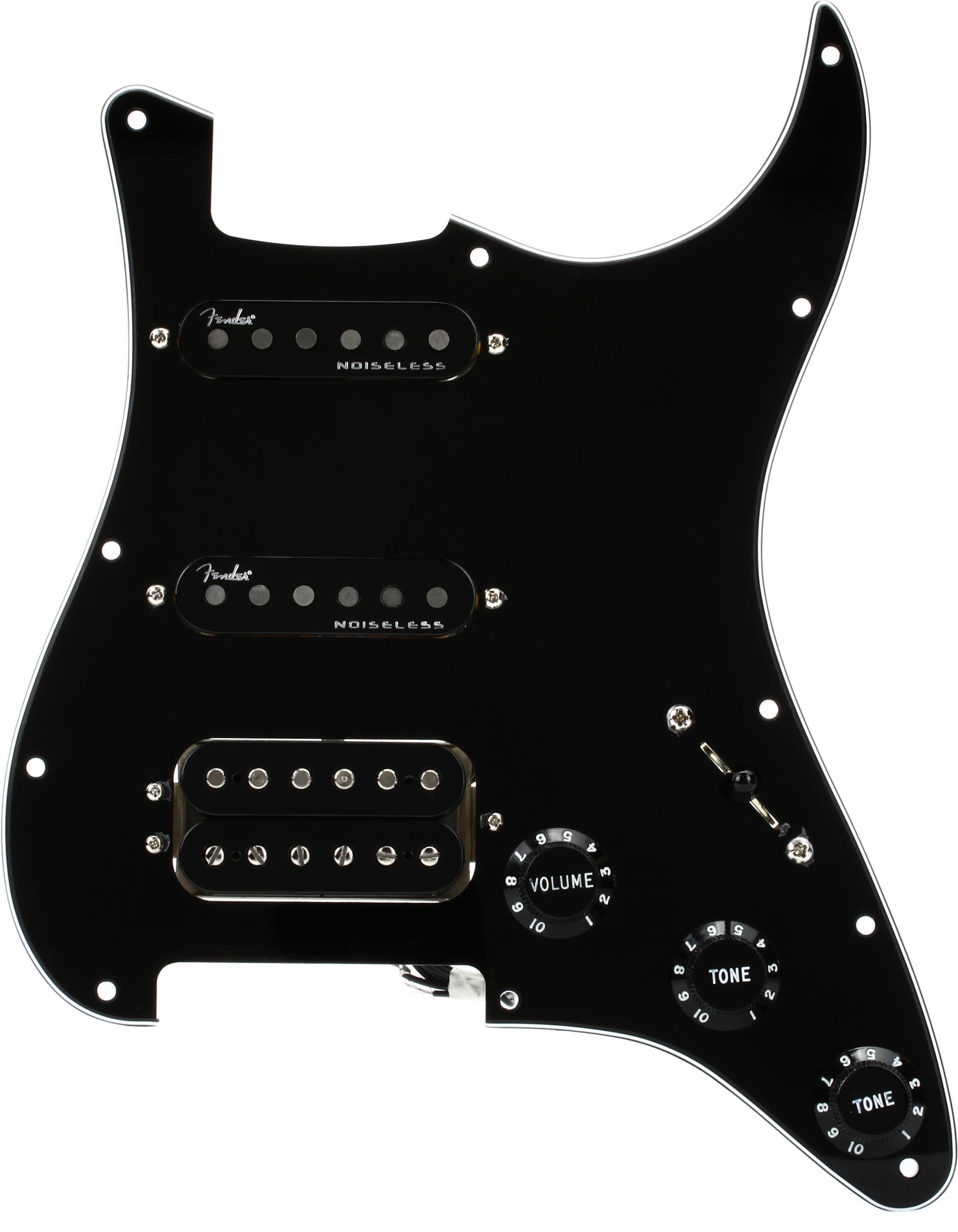 Fender Shawbucker / Gen 4 Noiseless HSS Pre-wired Stratocaster Pickguard -  Black 3-ply