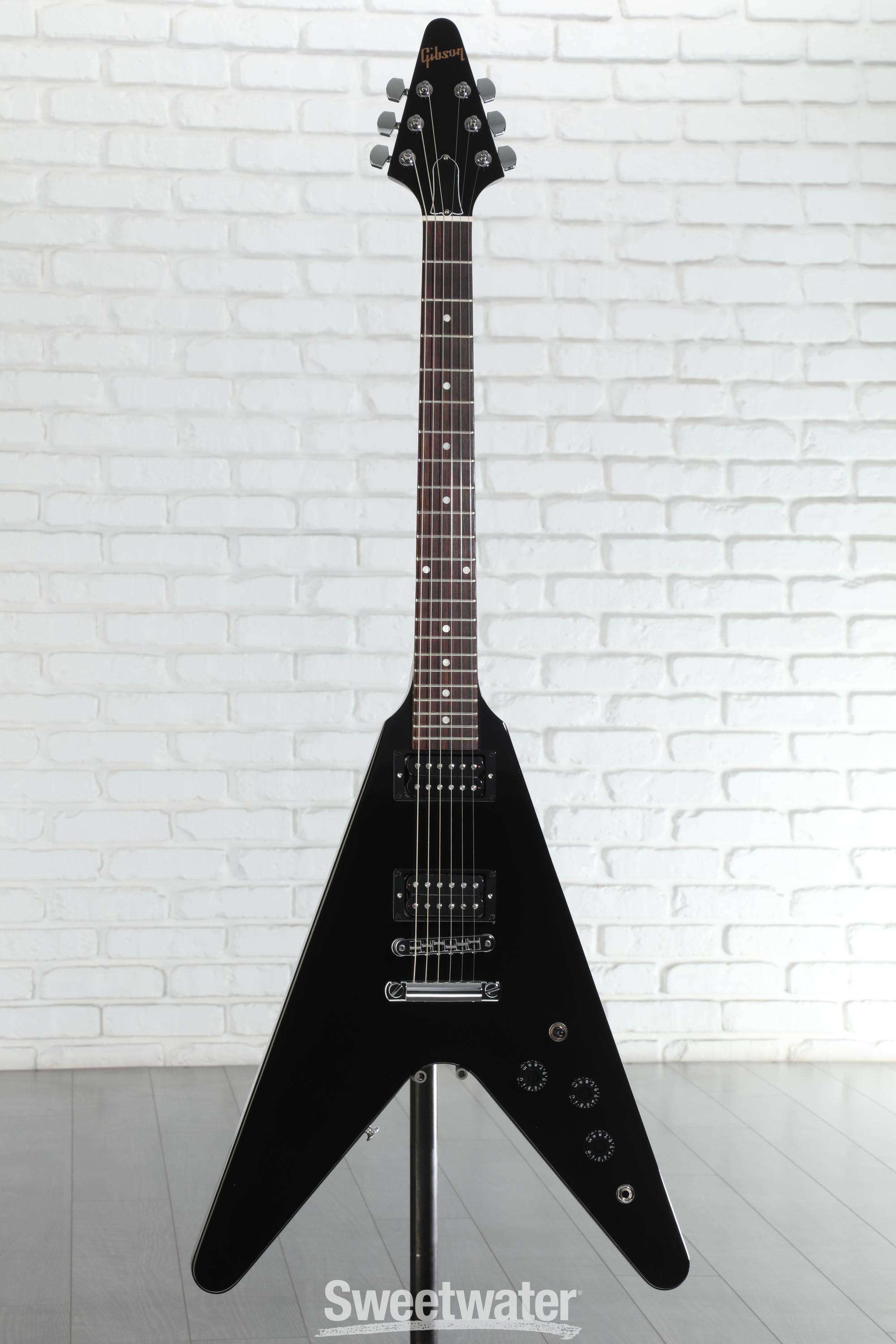 Gibson 80s Flying V Solidbody Electric Guitar - Ebony | Sweetwater