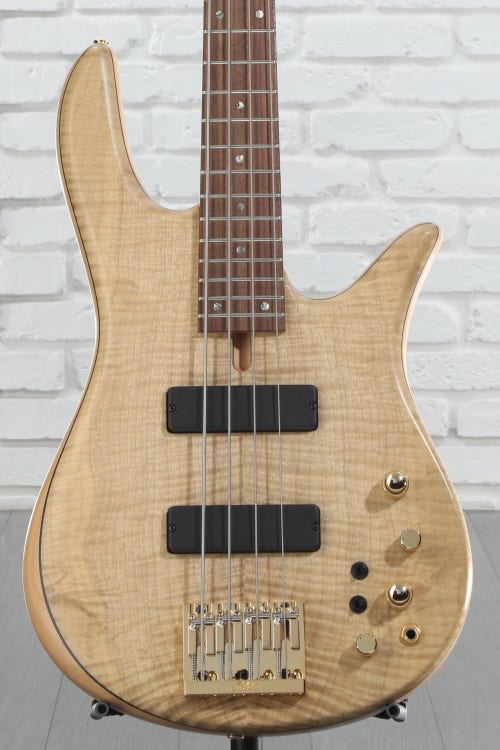 Fodera Monarch 4 Standard Special Bass Guitar - Natural Myrtle Satin with Gold Hardware, Sweetwater Exclusive