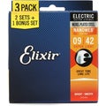 Photo of Elixir Strings 16540 Nanoweb Electric Guitar Strings - .009-.042 Super Light 3-pack