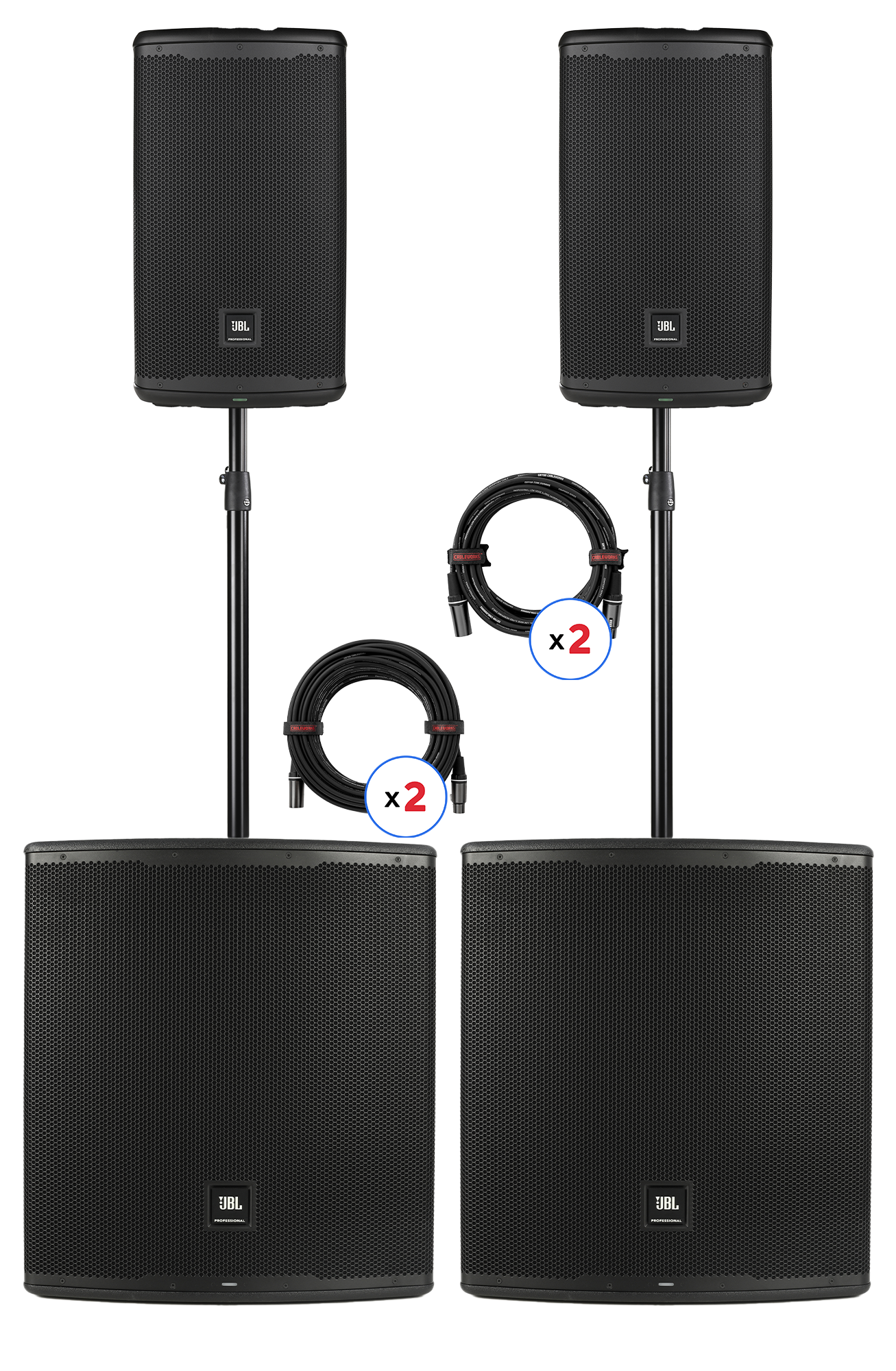 Photo of JBL EON710 10-inch Powered Speaker and EON718S 18-inch Powered Subwoofer PA Bundle