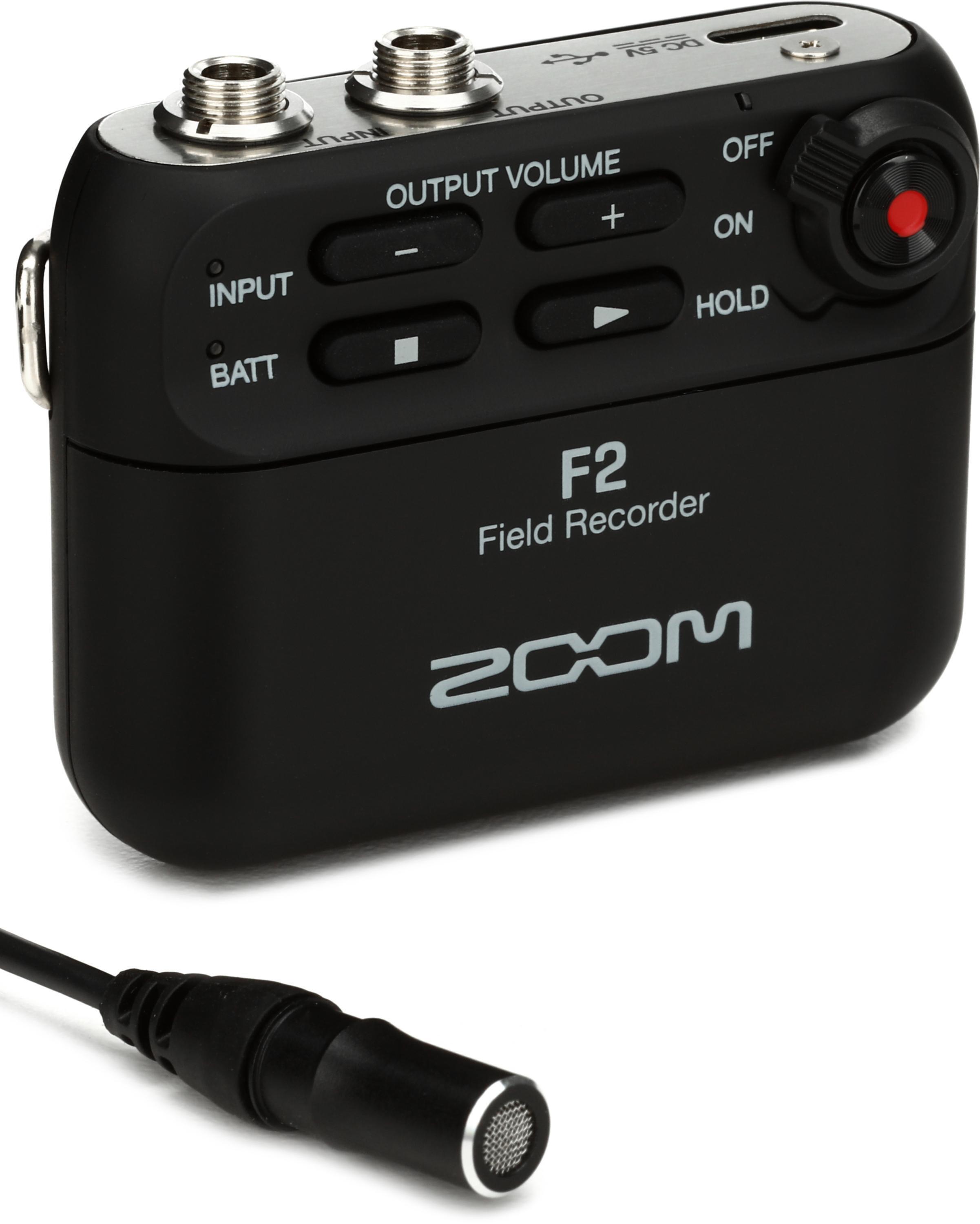 Zoom F2 Field Recorder with Lavalier Microphone and Bluetooth 
