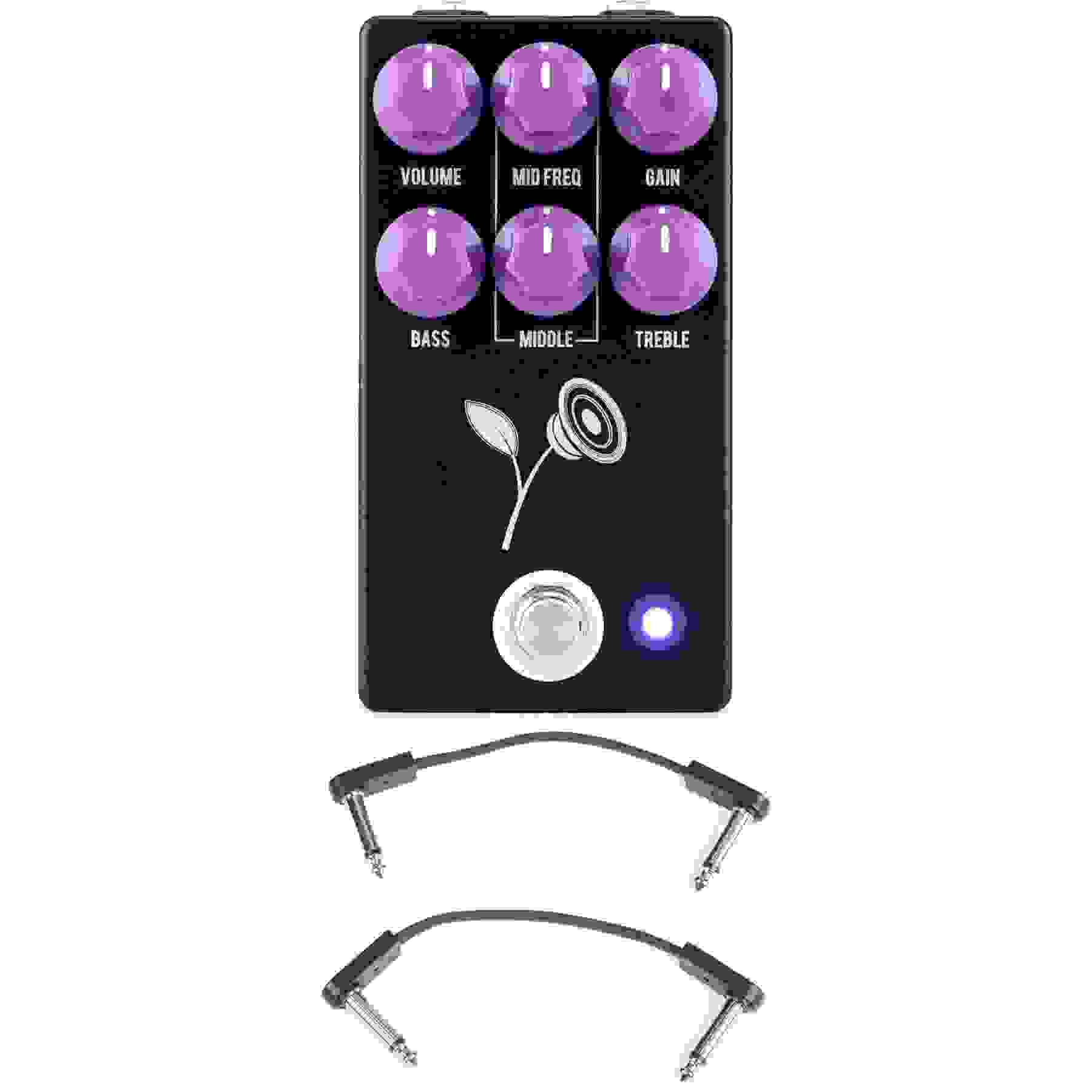 JHS Violet Lari Basilio Signature Distortion/Overdrive Pedal with EBS Patch Cables - Black