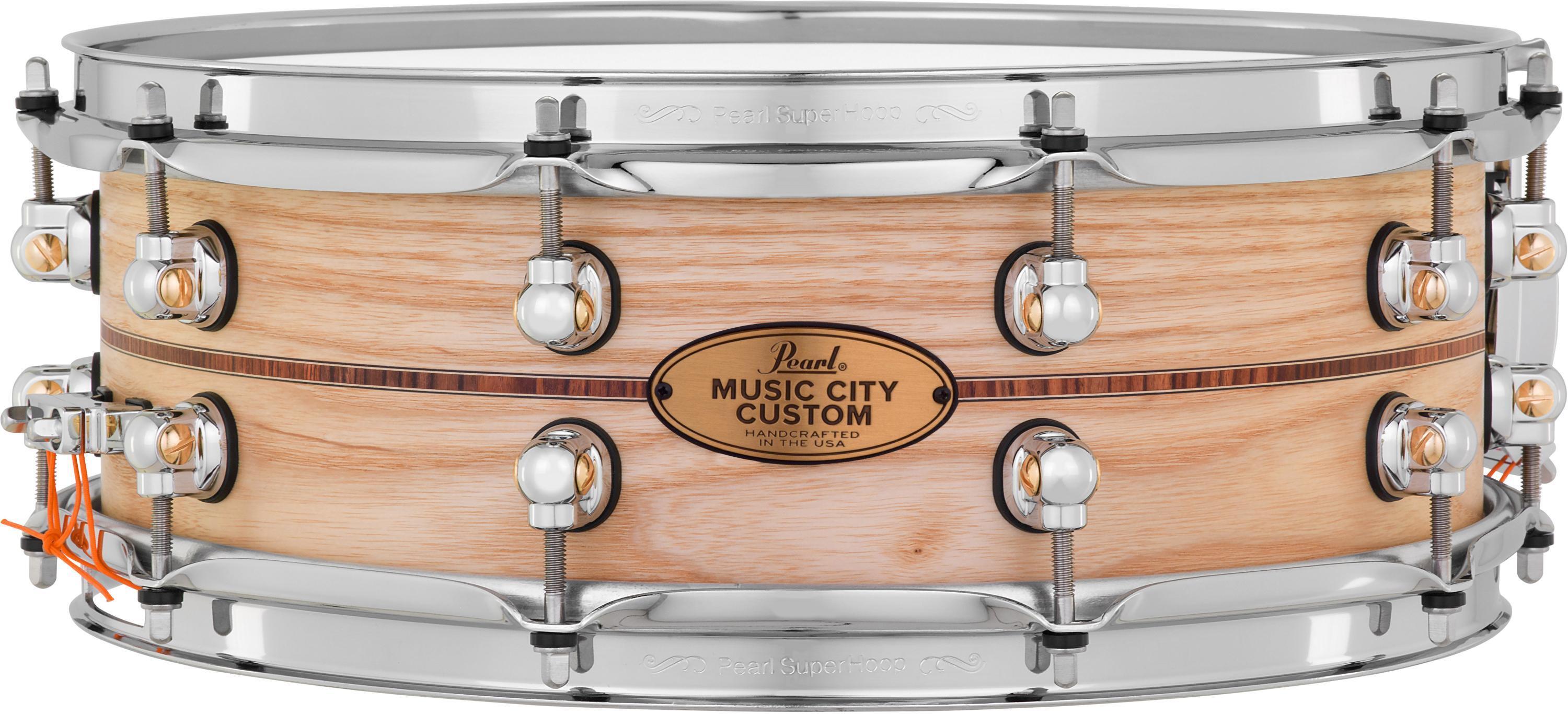 Pearl Music City Custom Solid Ash Snare Drum - 5 x 14-inch - Natural with  Boxwood-Rosewood Inlay | Sweetwater