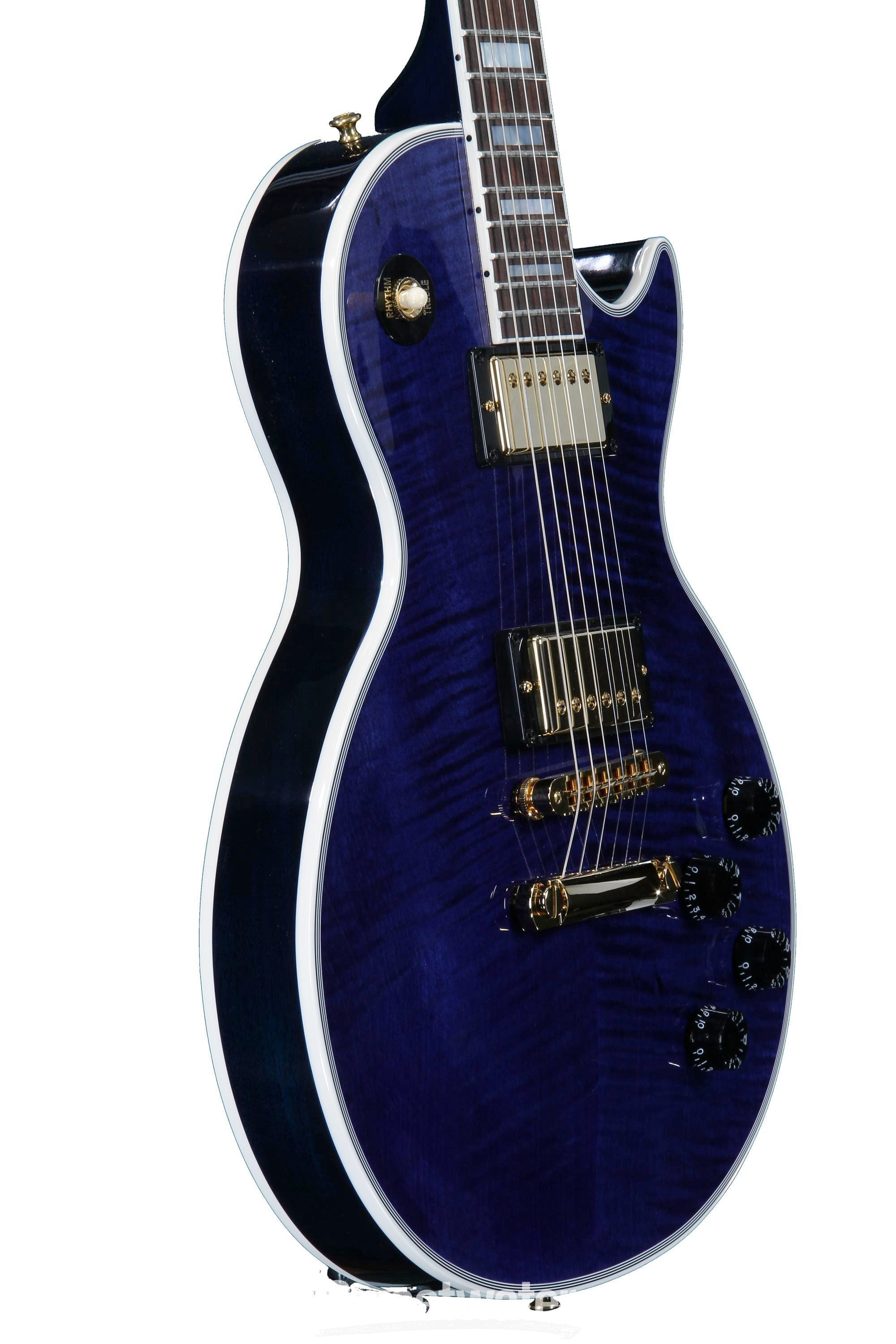 ギター GibsonLesPaulClassiPremiumPlus TransBlue Gibson Custom Les Paul Custom Figured - Trans Blue | Sweetwater