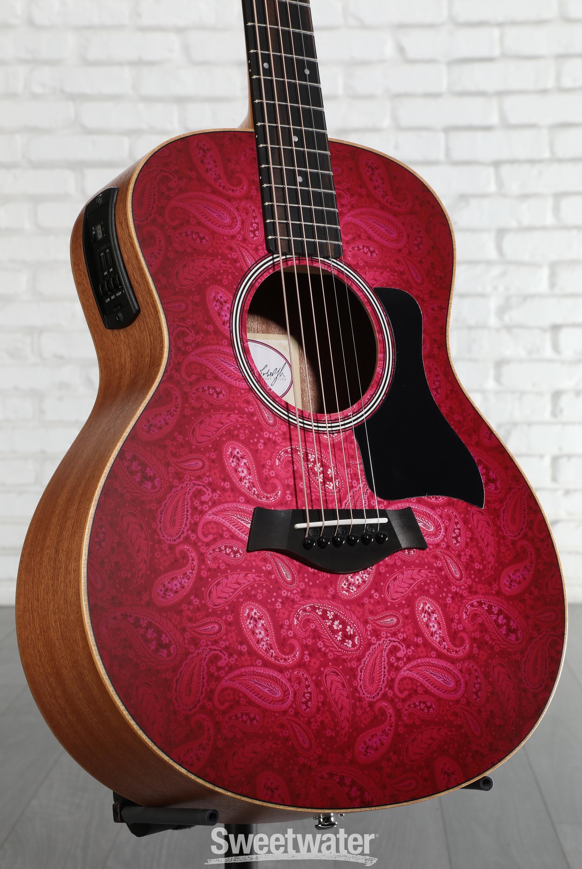 Photo of Taylor GS Mini-e Special Edition Acoustic-electric Guitar - Fuchsia Pink Paisley