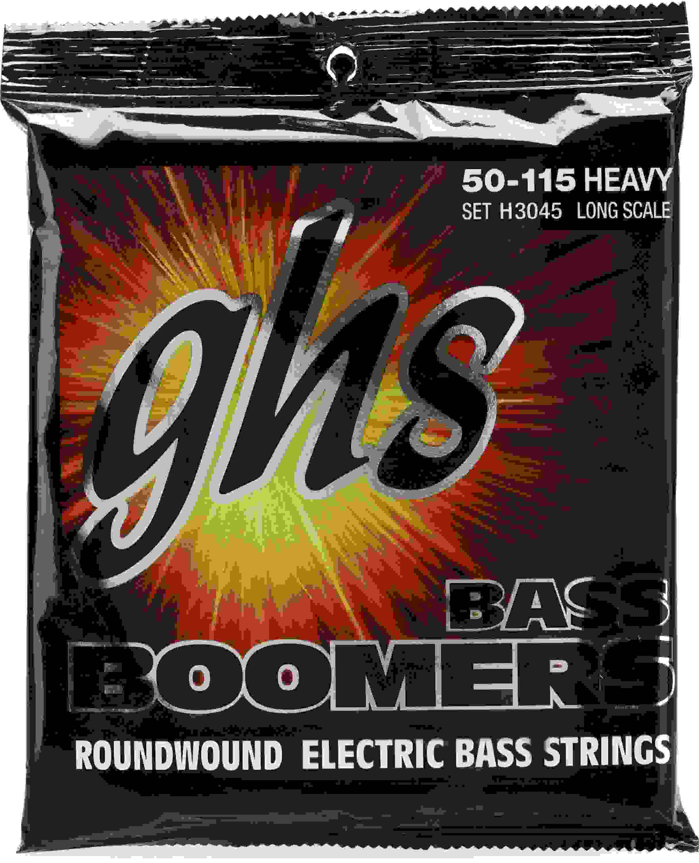 GHS H3045 Bass Boomers Roundwound Electric Bass Guitar Strings - .050-.115 Heavy Long Scale 4-string