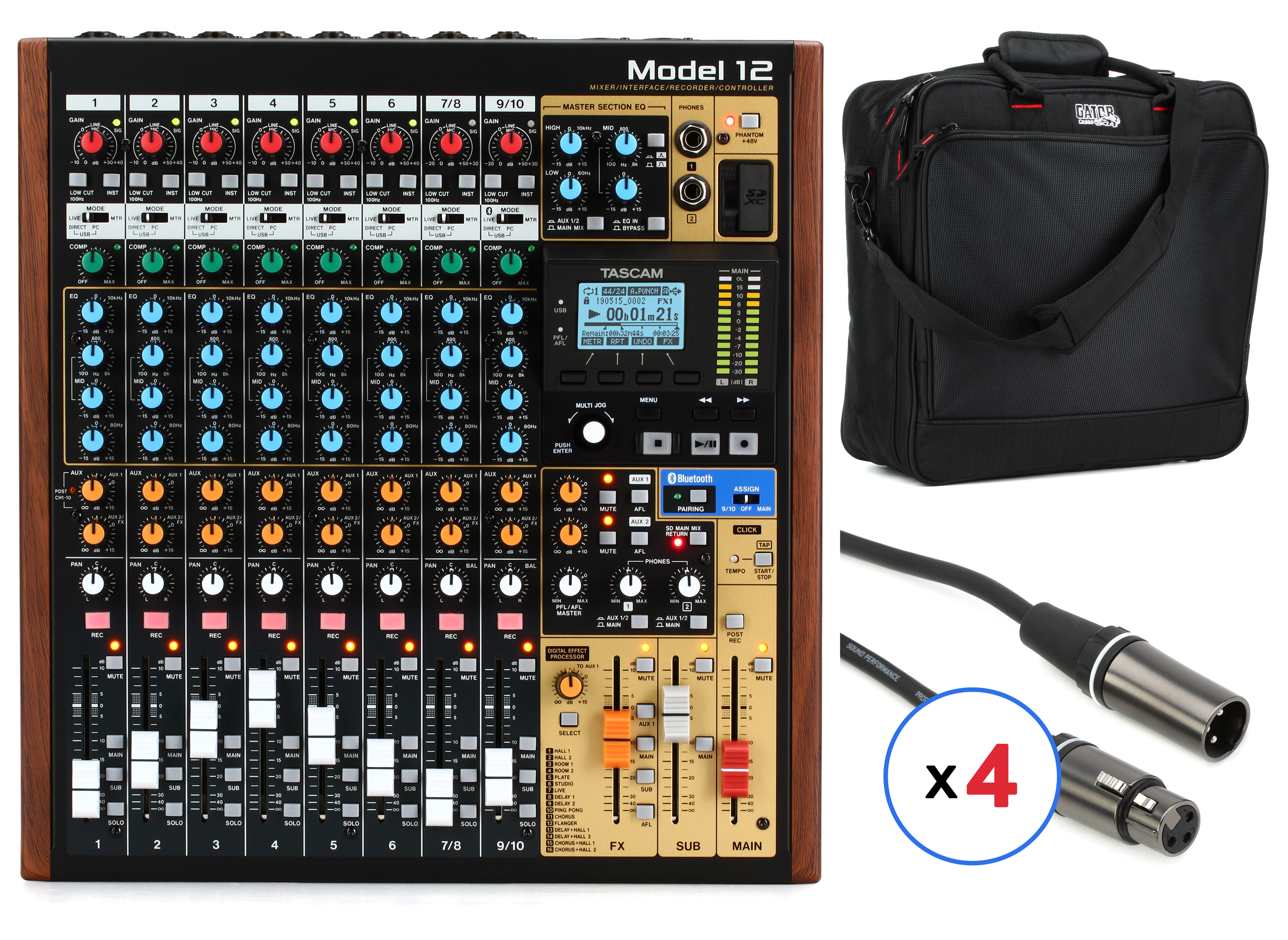 TASCAM Model 12 with Case and Cables