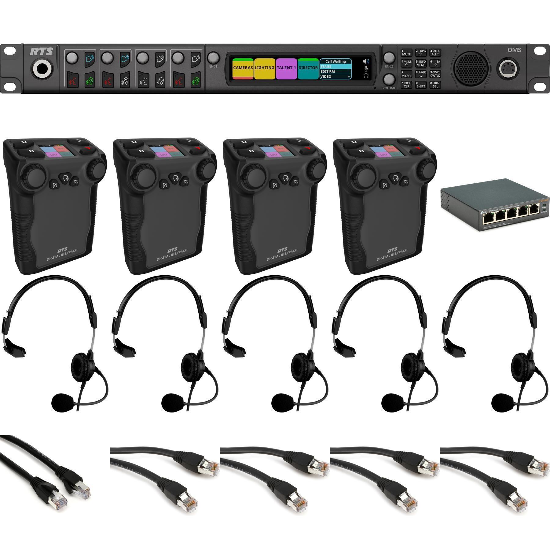 RTS OMS OMNEO 4 Bodypack Wired Digital Intercom System | Sweetwater