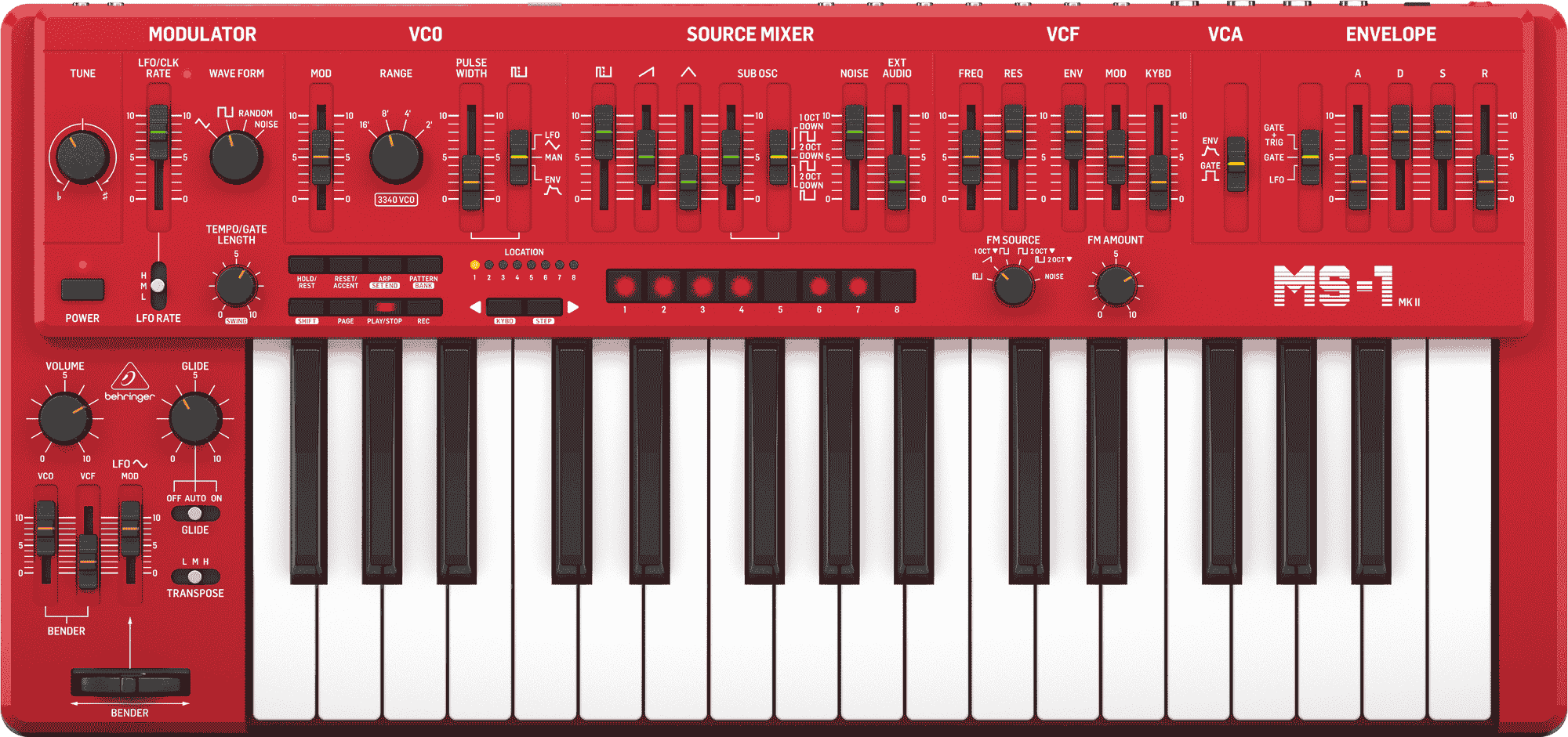 鍵盤楽器 BEHRINGER MS-101 MK II RD Behringer MS-1 MK II-RD 32-key Monophonic Analog Synthesizer