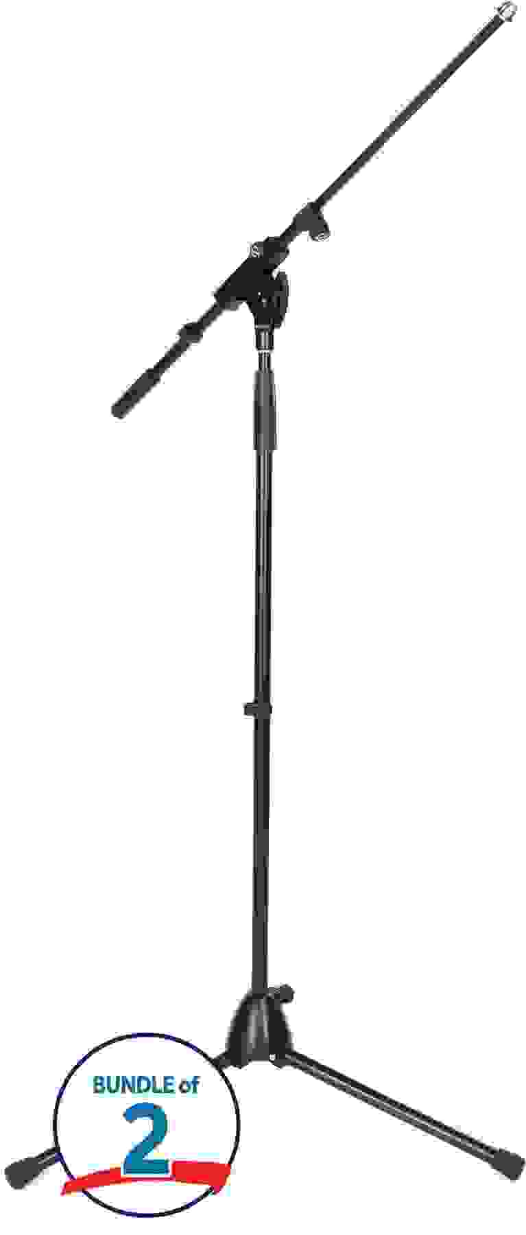 K&M Microphone Stand with Telescoping Boom Arm (2 Pack) Black Sweetwater