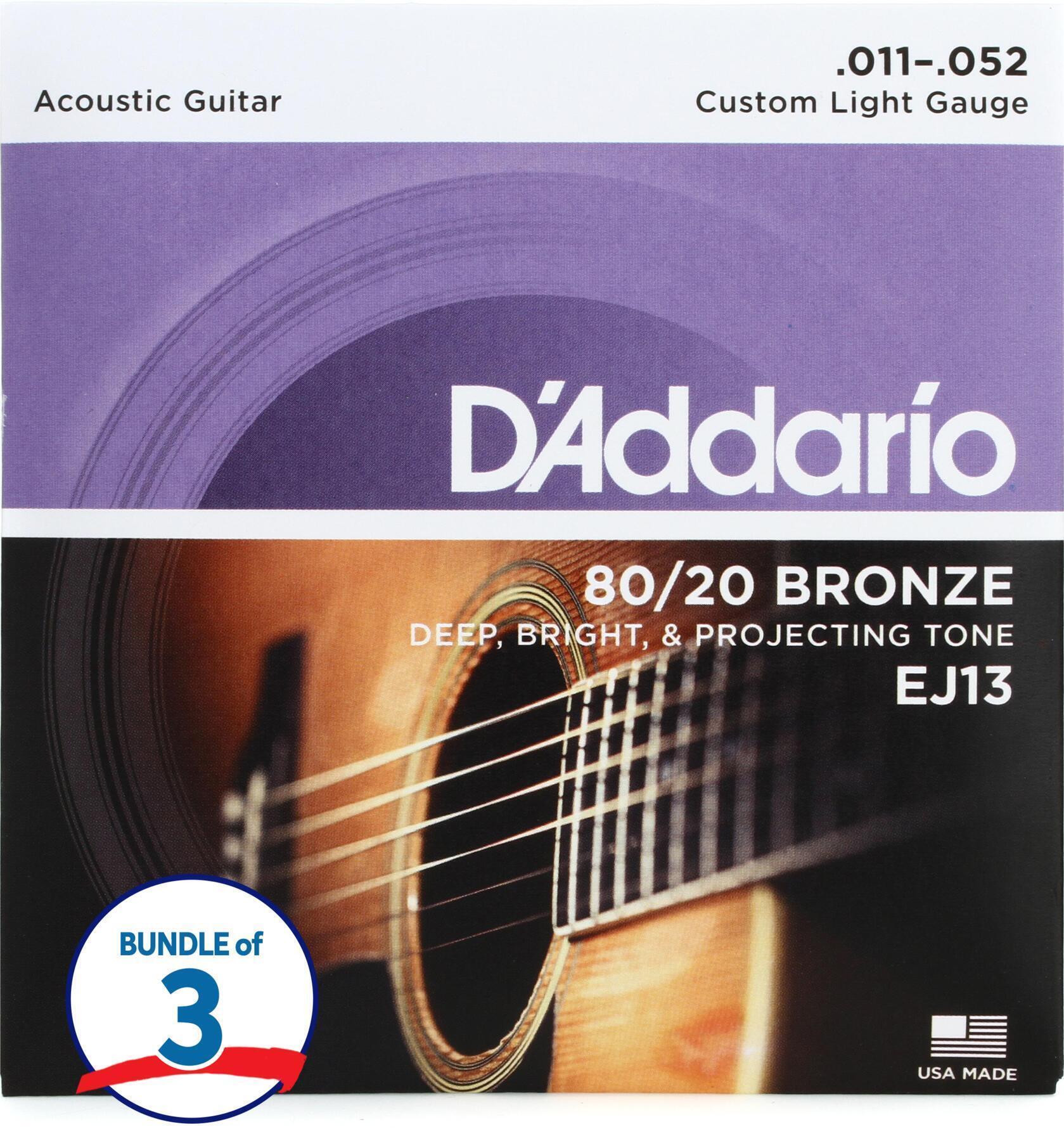 D'Addario EJ13 80/20 Bronze Acoustic Guitar Strings - .011