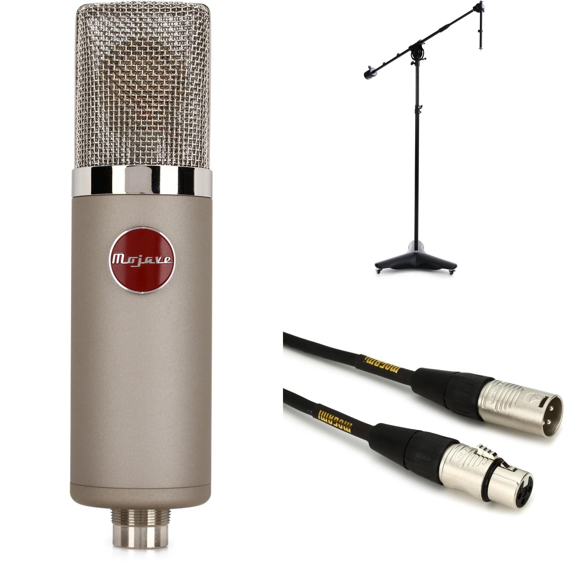 Mojave Audio MA-300 Large-diaphragm Tube Condenser Microphone Bundle with  Stand and Cable Satin Nickel Sweetwater