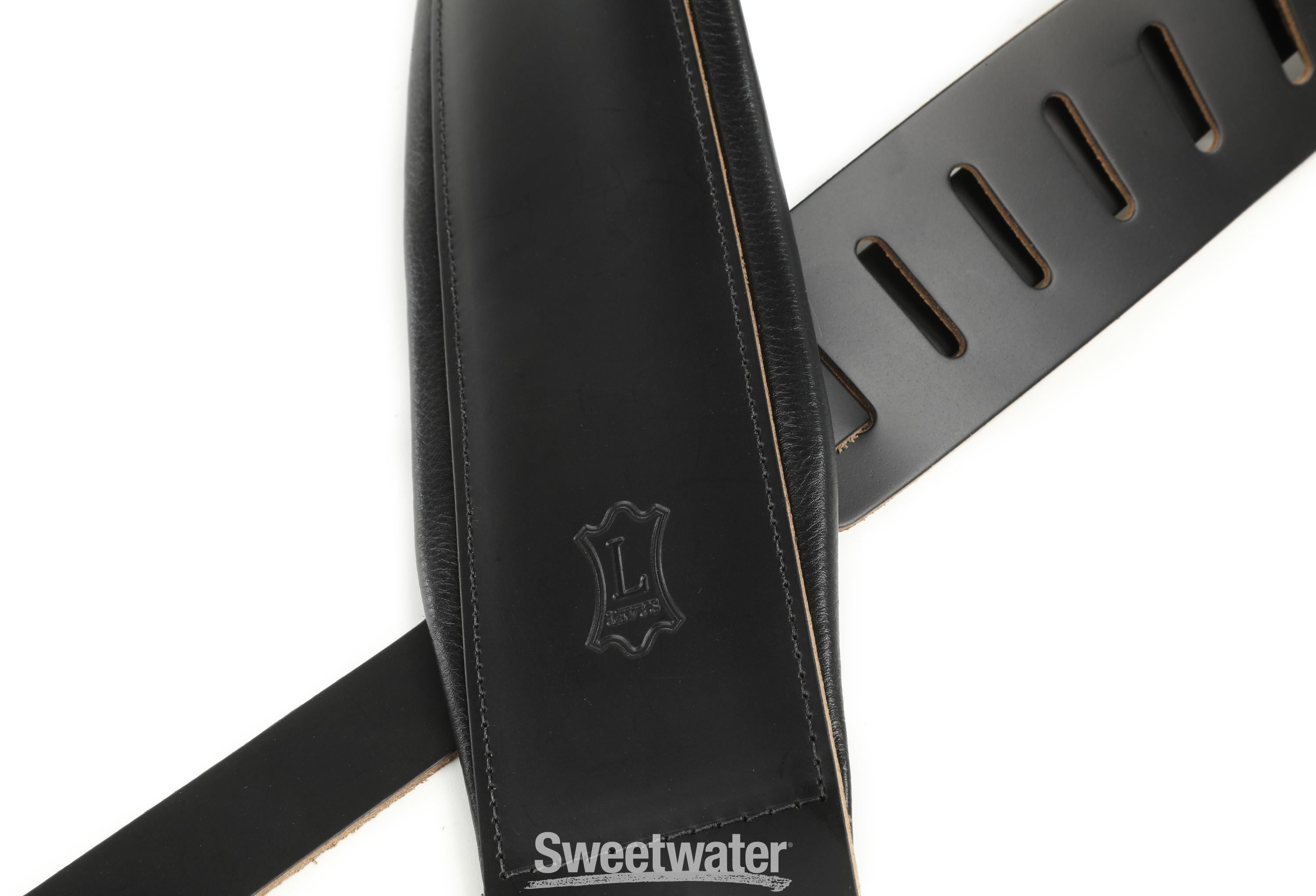 Levy's DM1PD-BLK 3-inch Leather Guitar Strap with Padded Interior