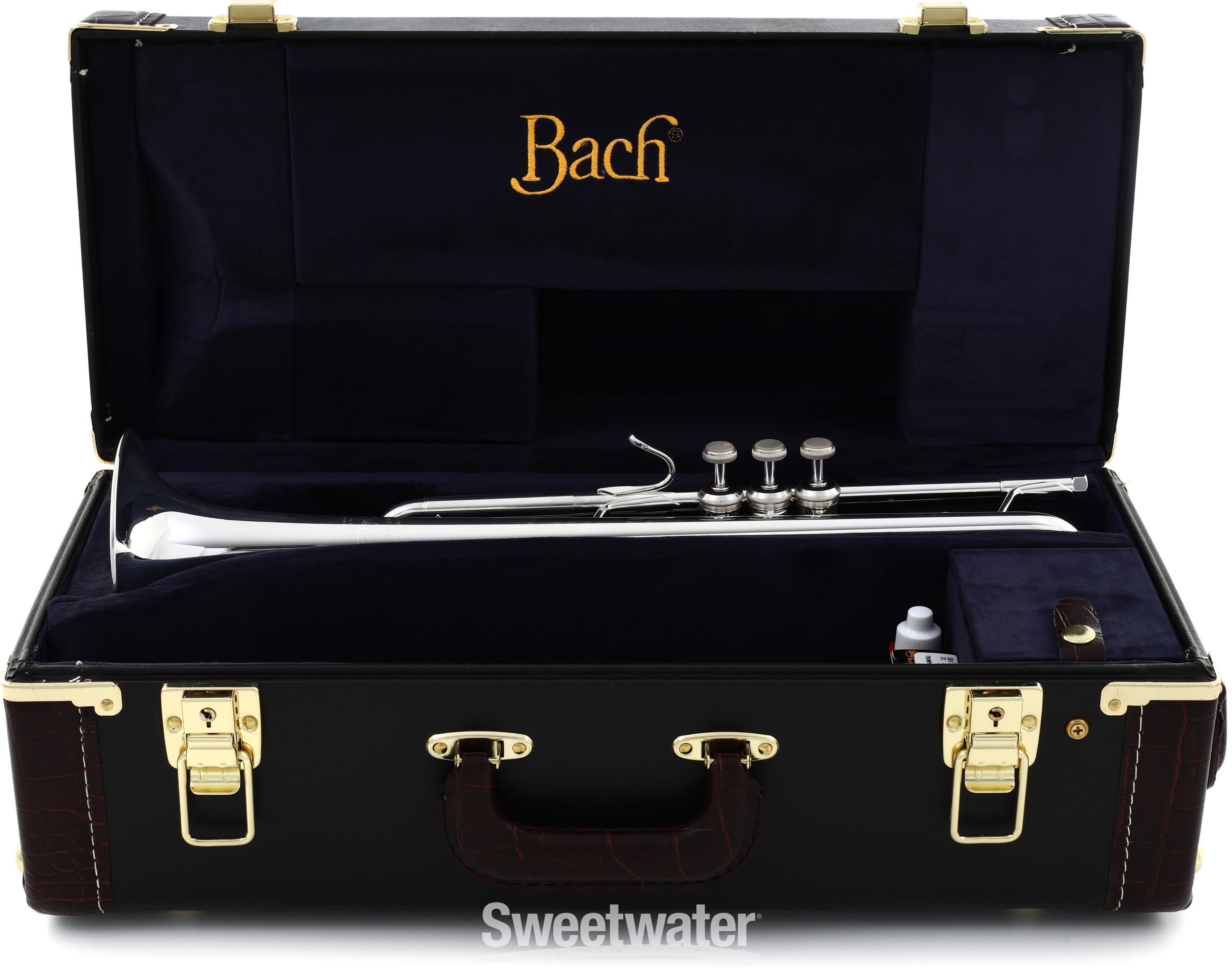 Bach LR180 Stradivarius Professional Bb Trumpet with 43 Bell and Reversed  Lead Pipe Silver-Plated Sweetwater