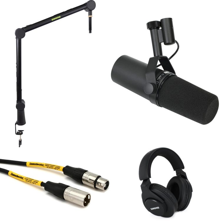 Shure SM7B Dynamic Microphone with Boom Arm and Headphones Kit