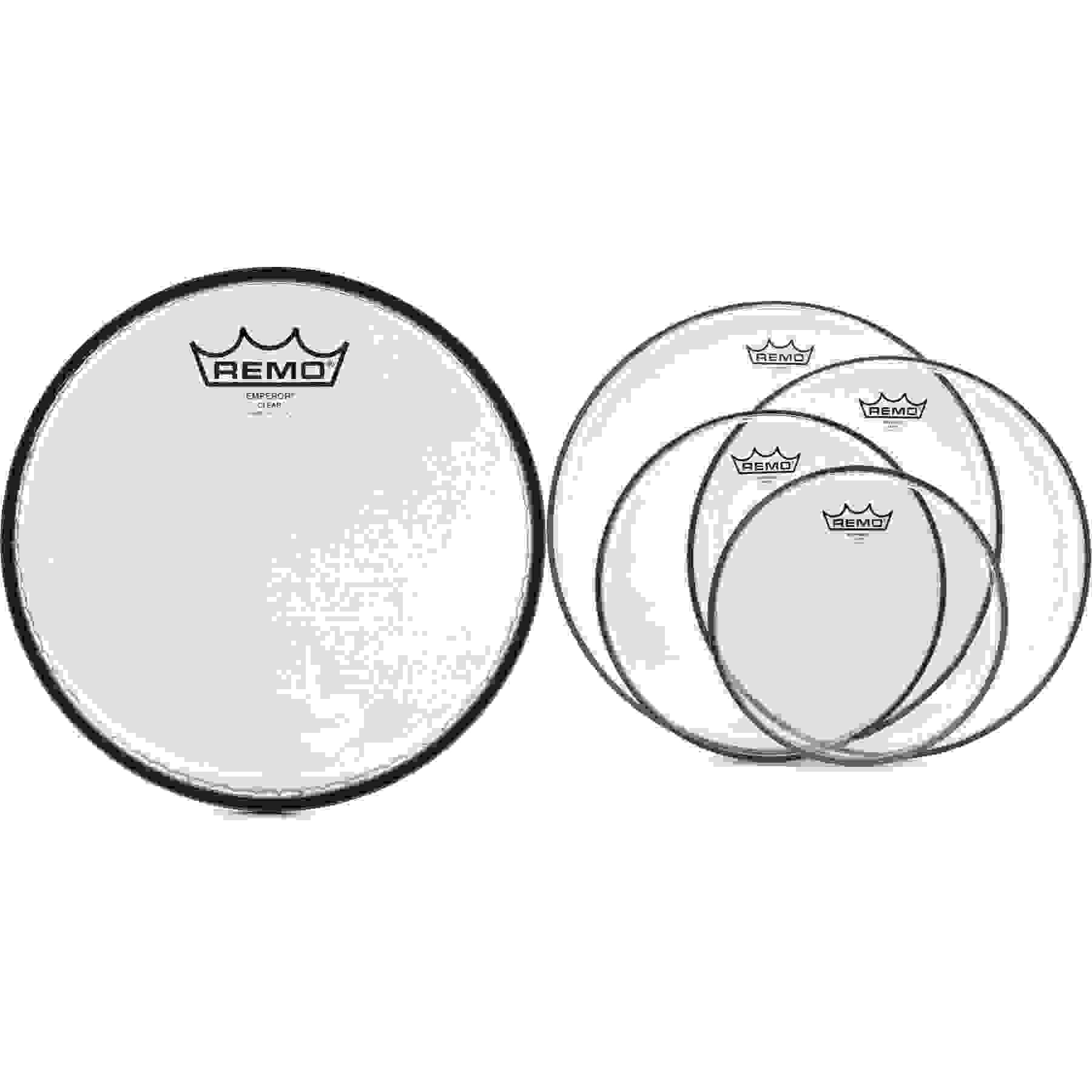Remo Emperor Clear 5-piece Tom Drumhead Bundle