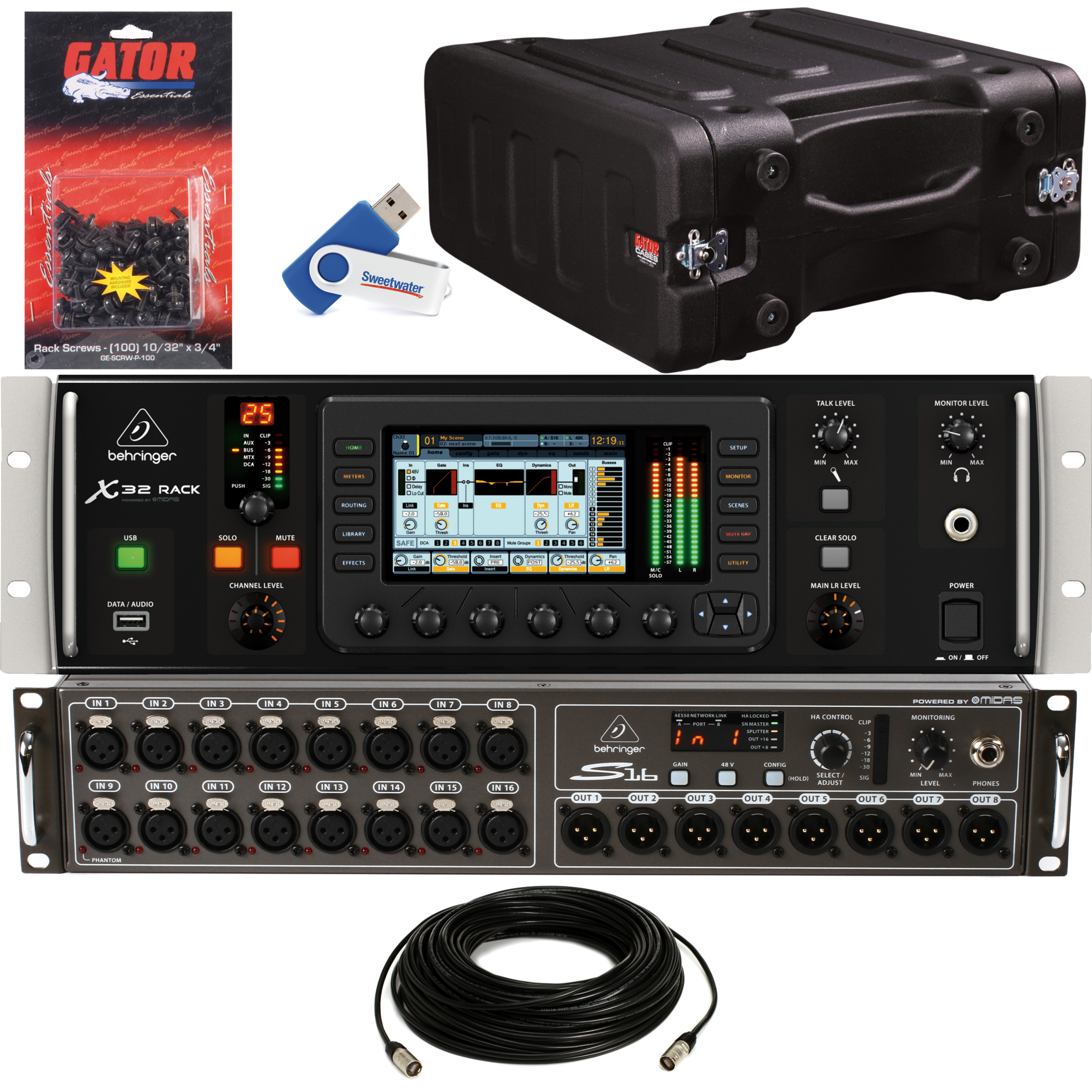 Behringer X32 Rack Digital Mixer Package - w/Rack Case and Digital