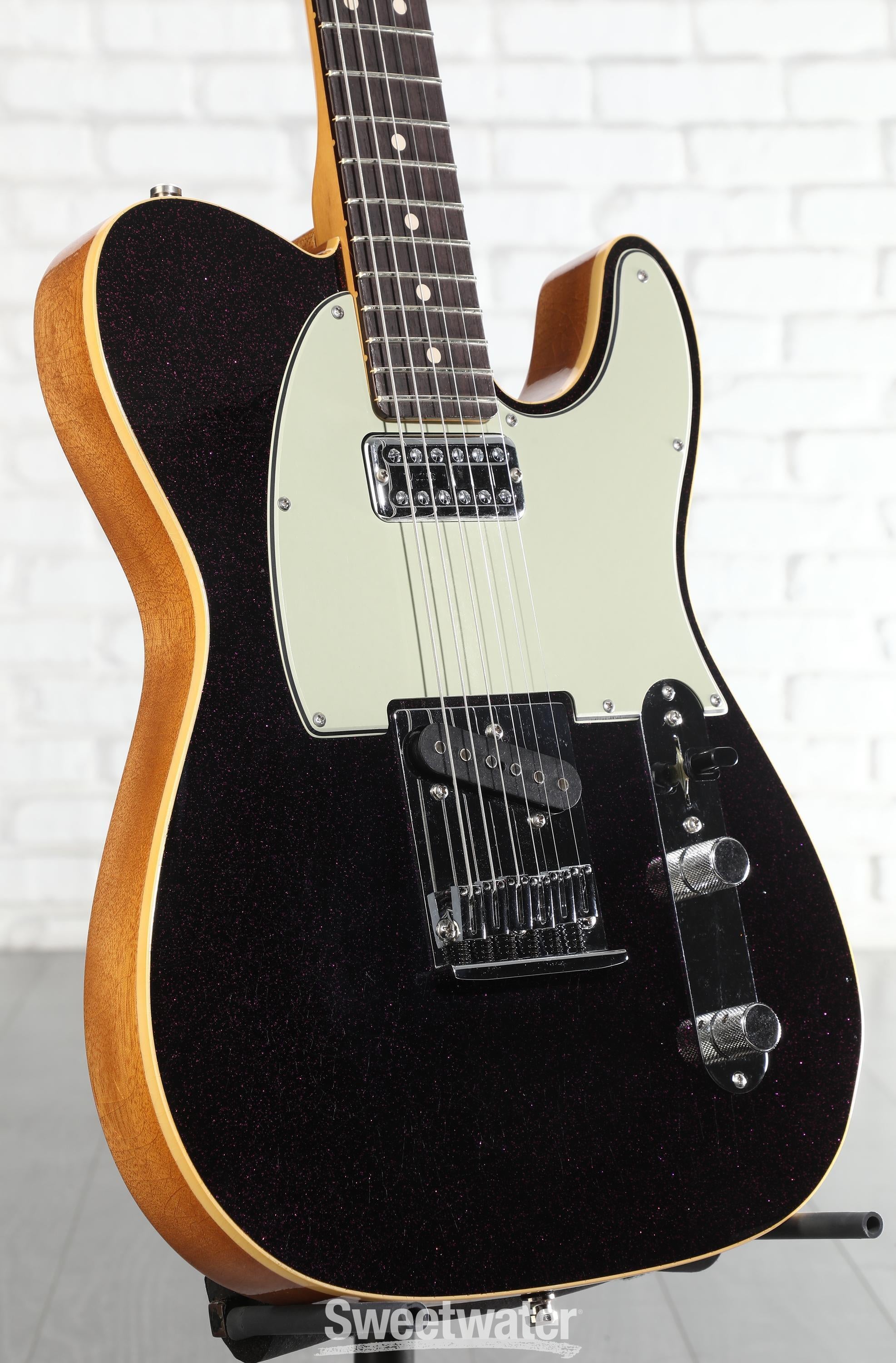 Photo of Fender Custom Shop NAMM Limited Deluxe Telecaster HS NOS Electric Guitar - Magenta Sparkle over Natural