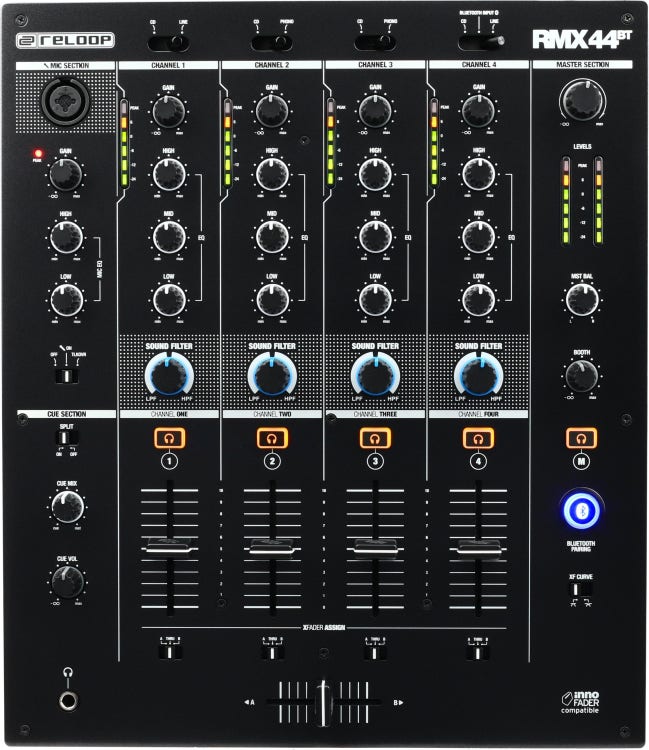 Reloop RMX-44BT table de mixage DJ Bluetooth 4 canaux