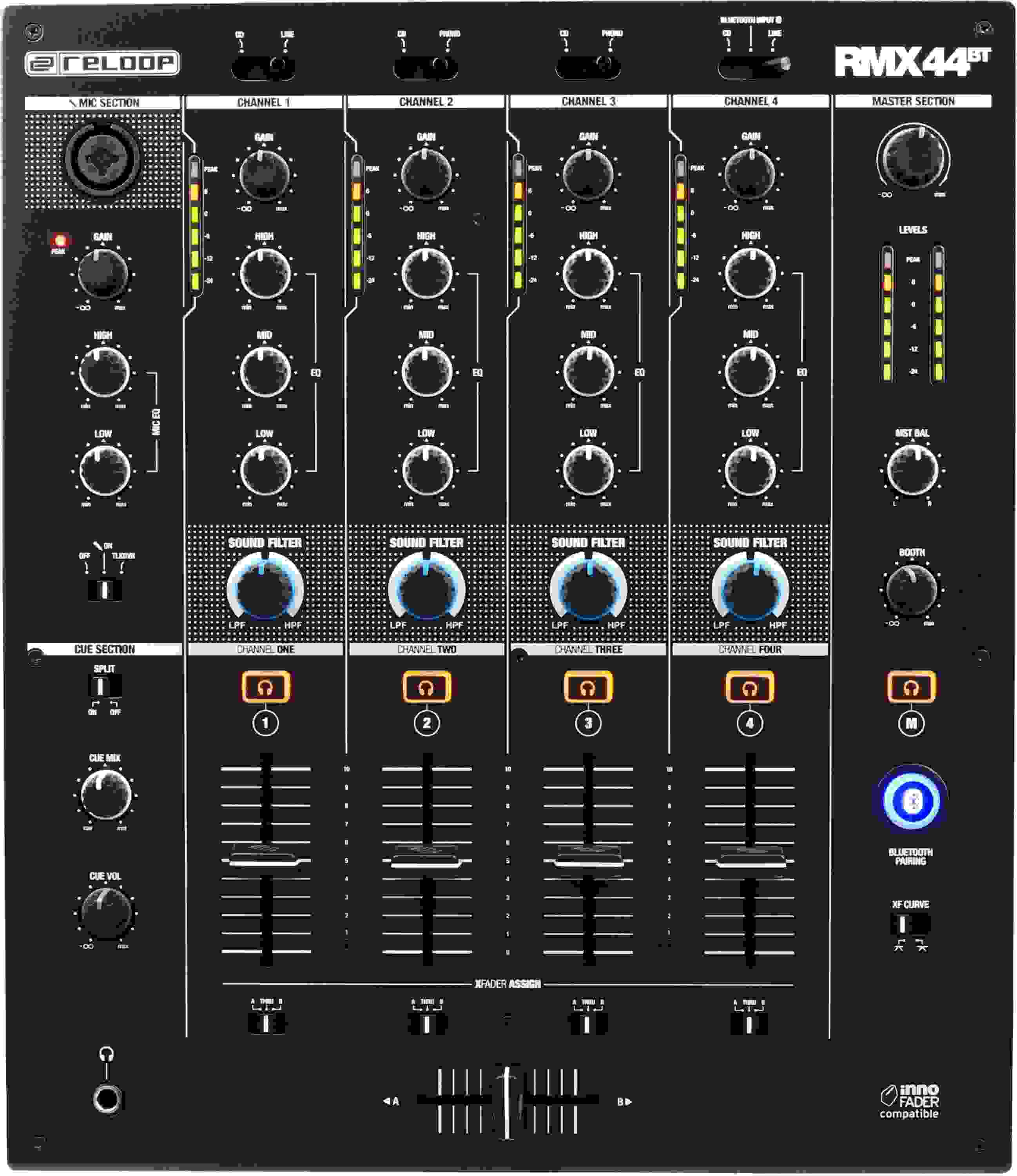 Reloop RMX-44-BT 4-channel Bluetooth DJ Mixer