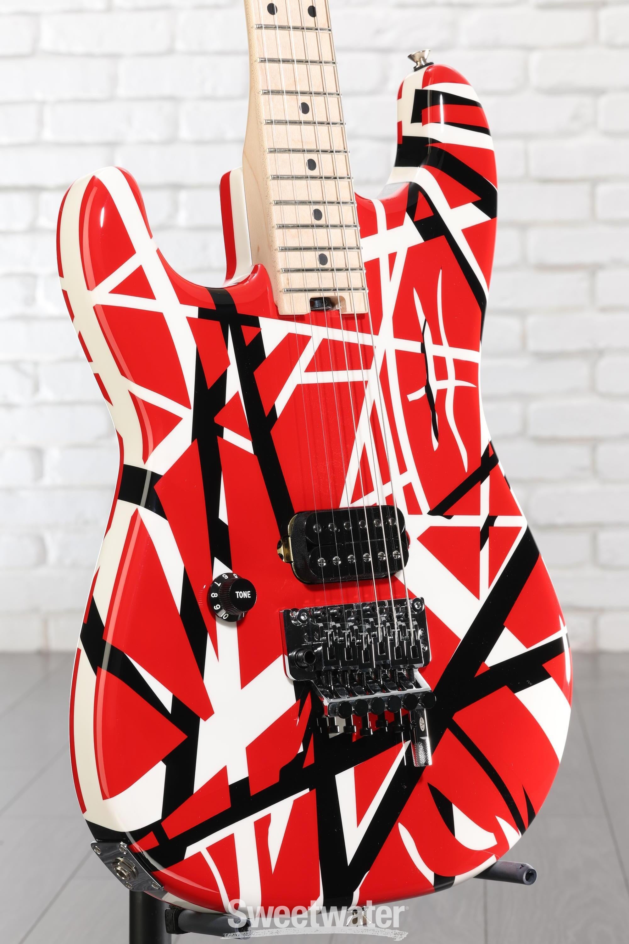Photo of EVH Striped Series Left-Handed - Red w/ Black Stripes