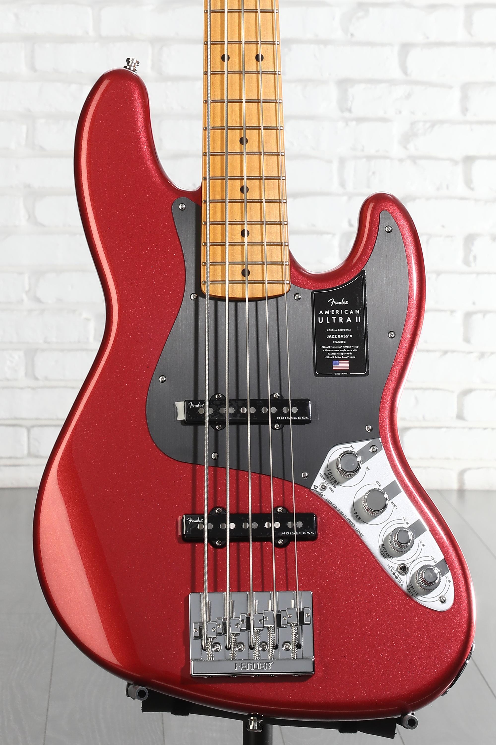 【値引可】Fender American Ultra Jazz Bass Fender American Ultra II Jazz Bass V - Sinister Red, Maple