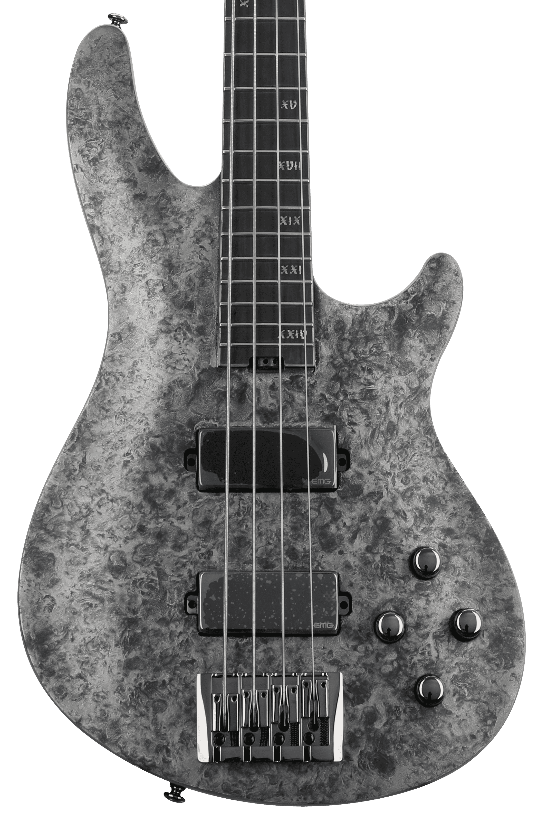 Schecter MVP-C-4 Vincent Price Bass Guitar - Satin Black Reign