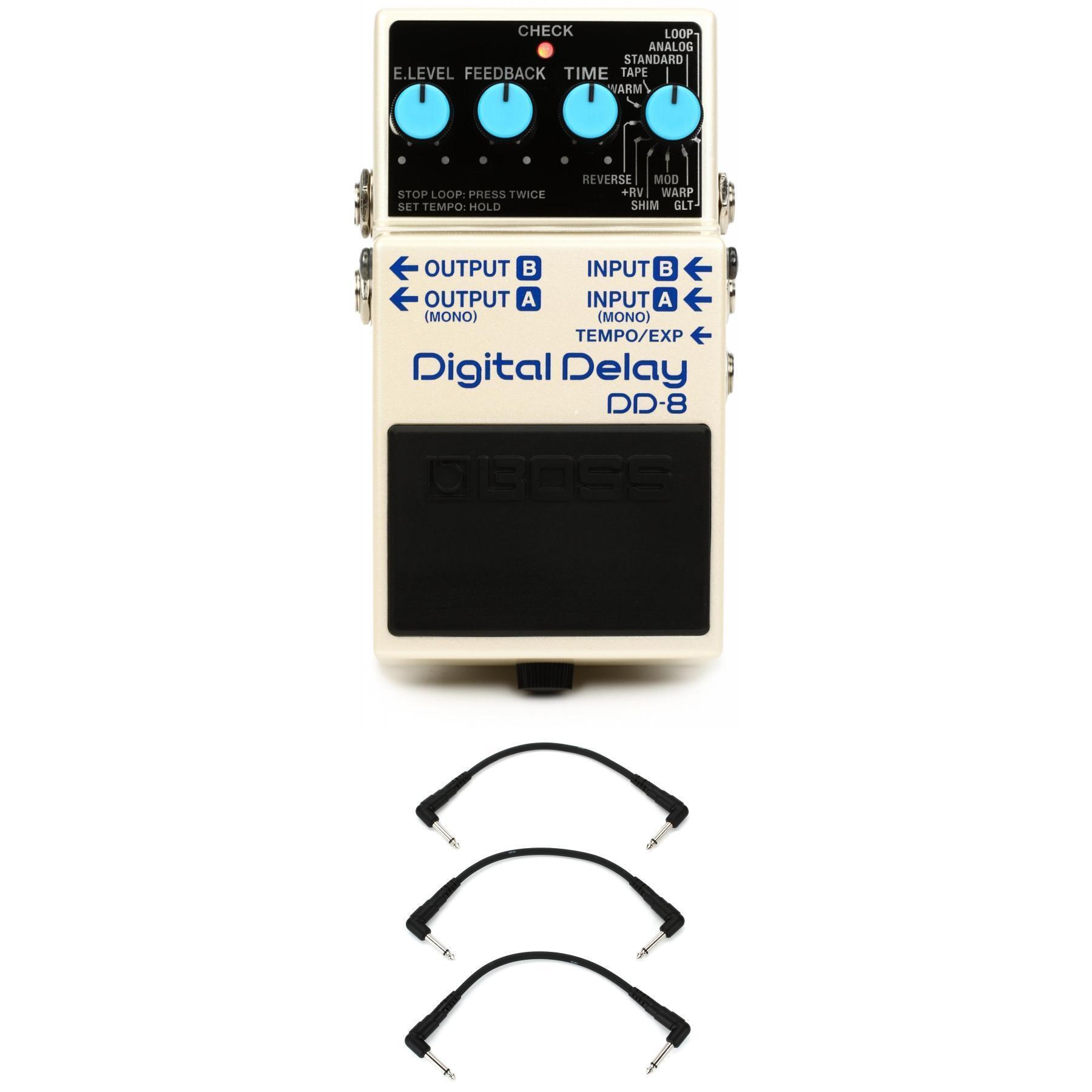 Boss DD-8 Digital Delay Pedal with 3 Patch Cables | Sweetwater