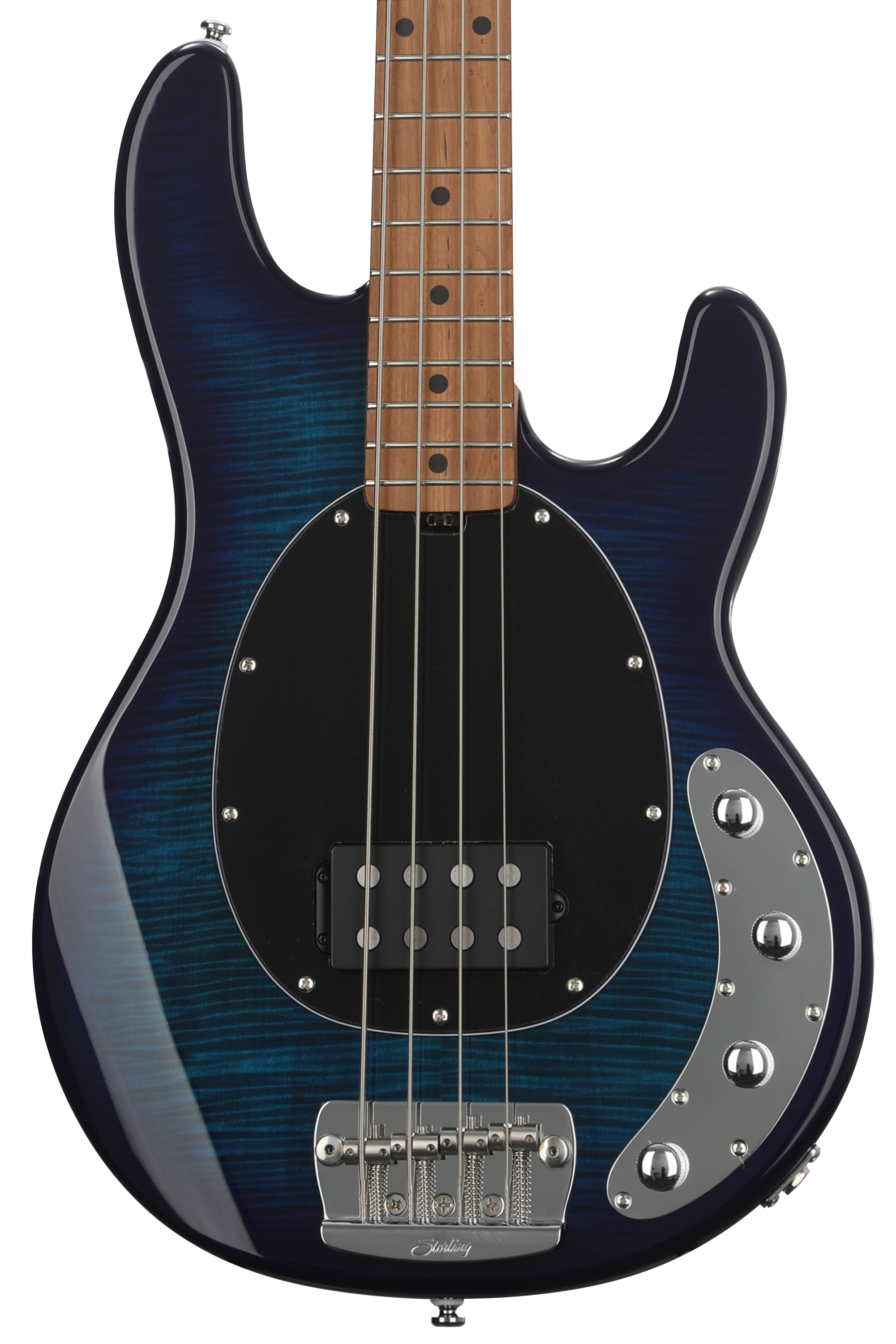 Sterling By Music Man StingRay RAY34FM Dent and Scratch Bass Guitar -  Neptune Blue