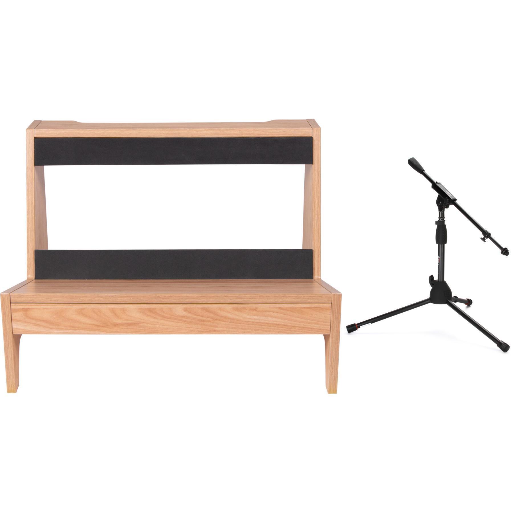 Photo of Gator Frameworks Elite Series Large Guitar Amp Stand with Tripod Mic Stand - Natural Maple Matte