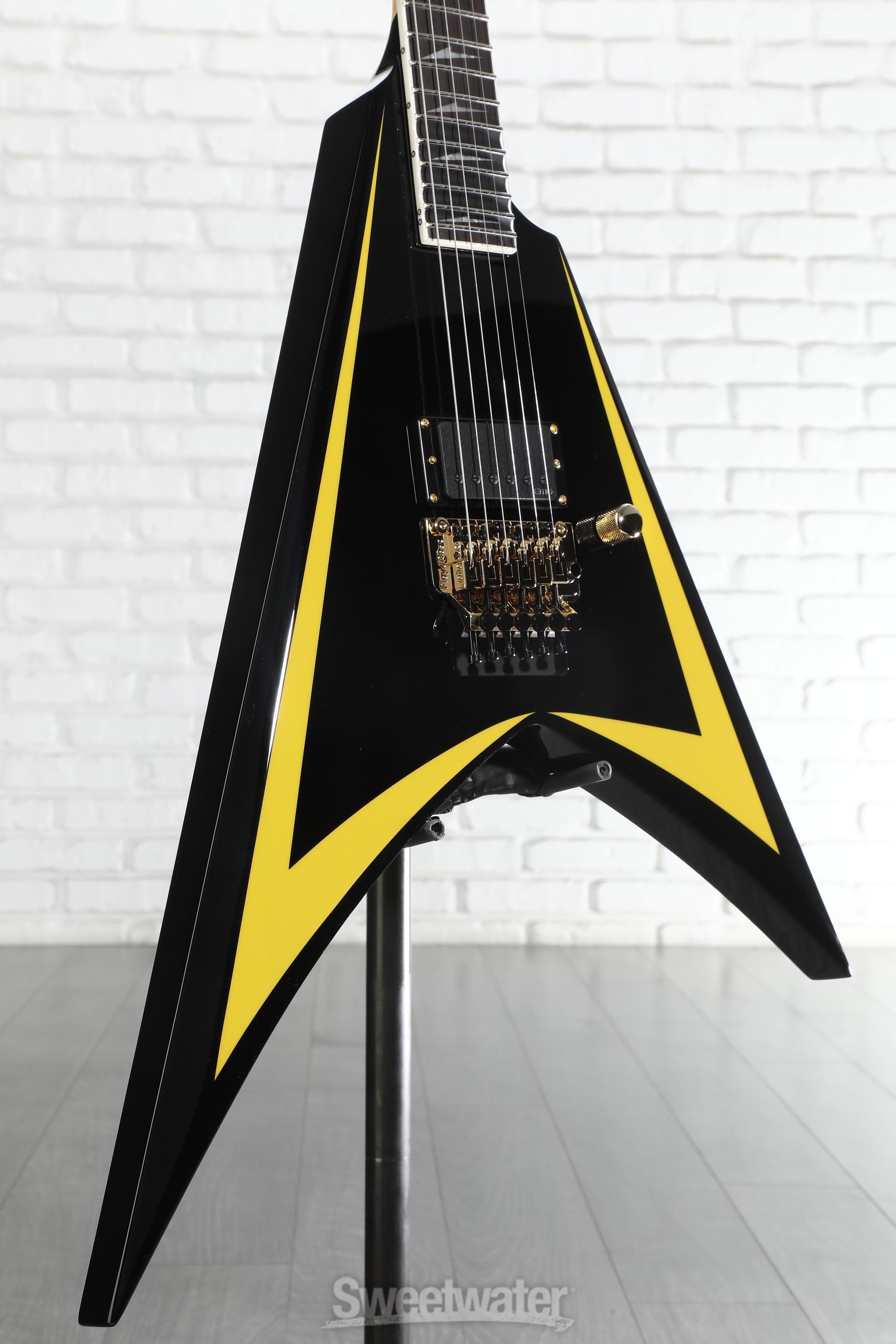 Photo of ESP LTD Alexi Laiho Arrowhead SE Electric Guitar - Black with Yellow Bevels