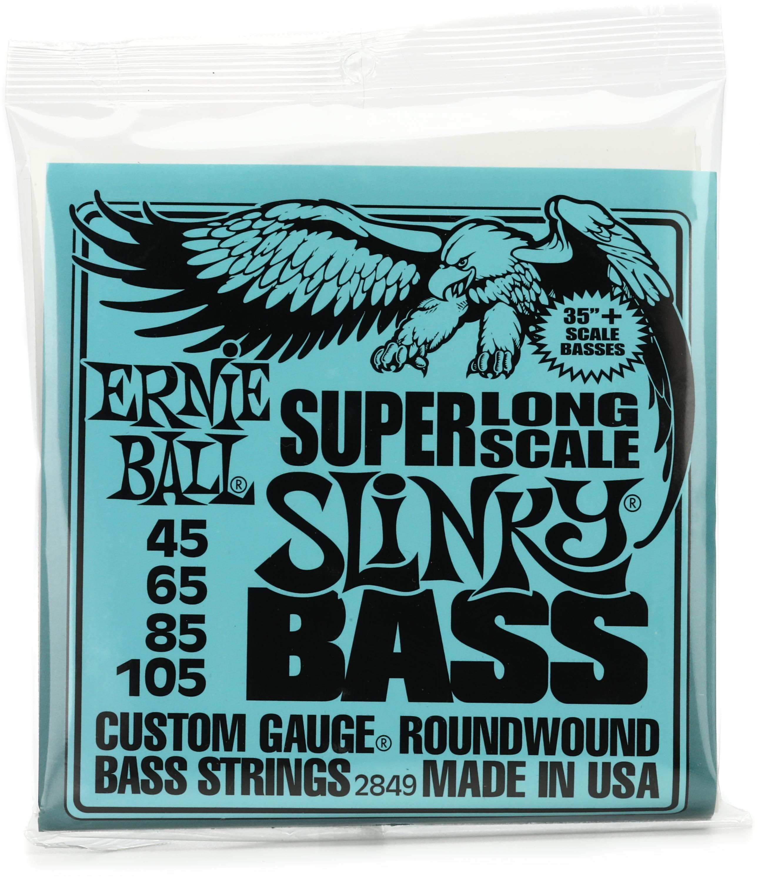 Ernie Ball 2849 Super Slinky Nickel Wound Electric Bass Guitar Strings -  .045-.105 Long Scale