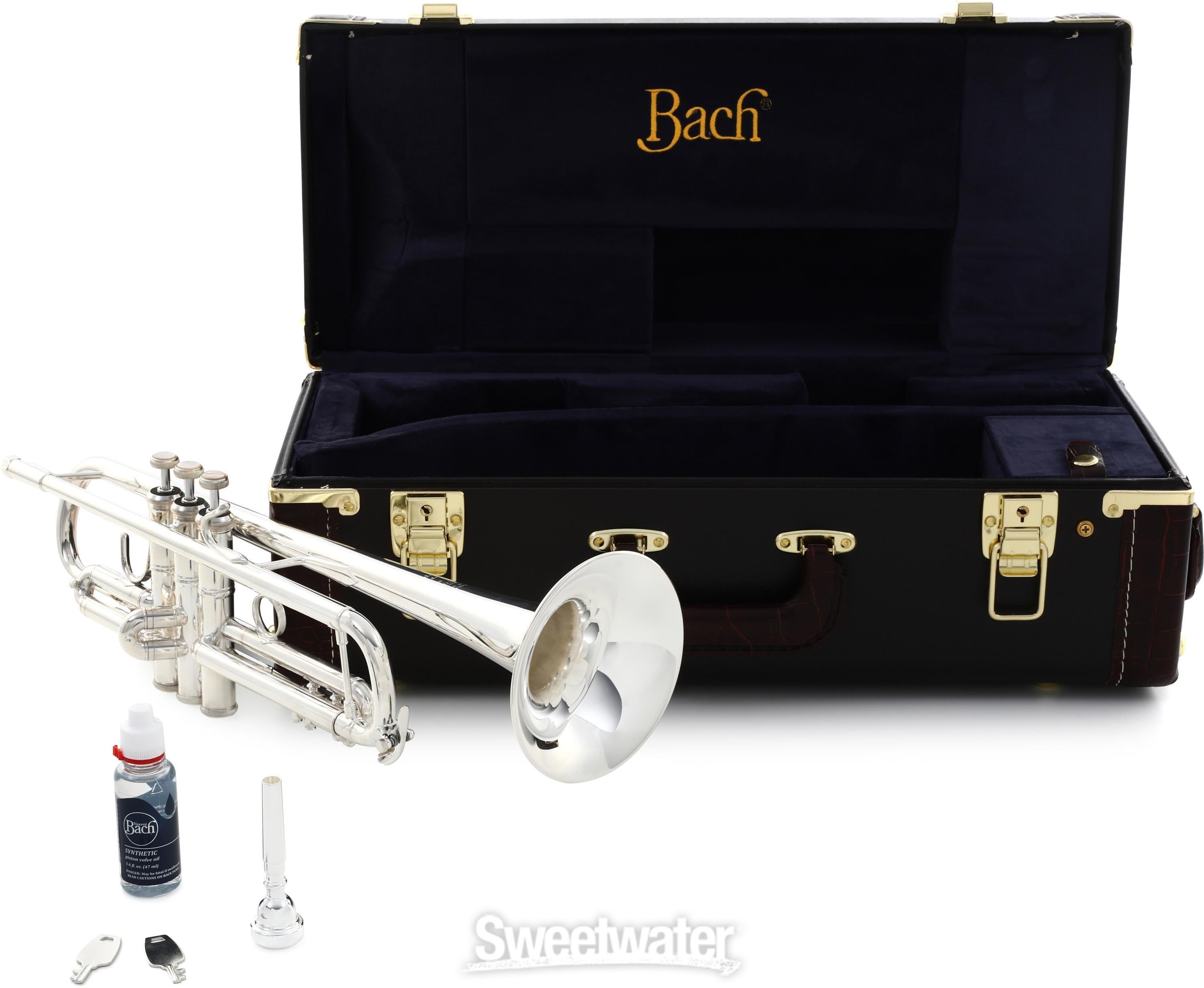 Bach LR180 Stradivarius Professional Bb Trumpet with 43 Bell and Reversed  Lead Pipe Silver-Plated Sweetwater